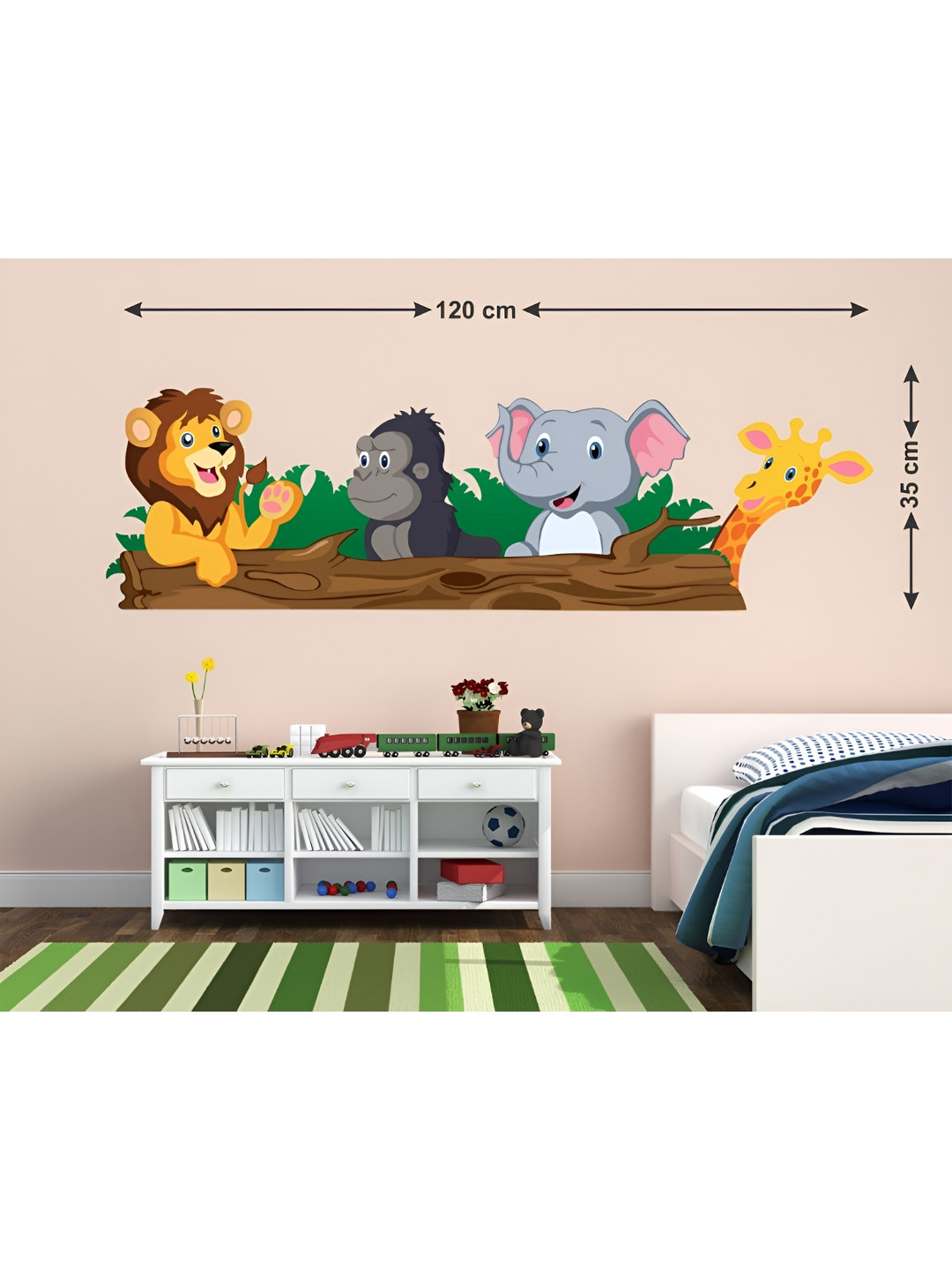 LANSTICK Brown & Yellow Printed Wild Animals & Tree Wall Sticker