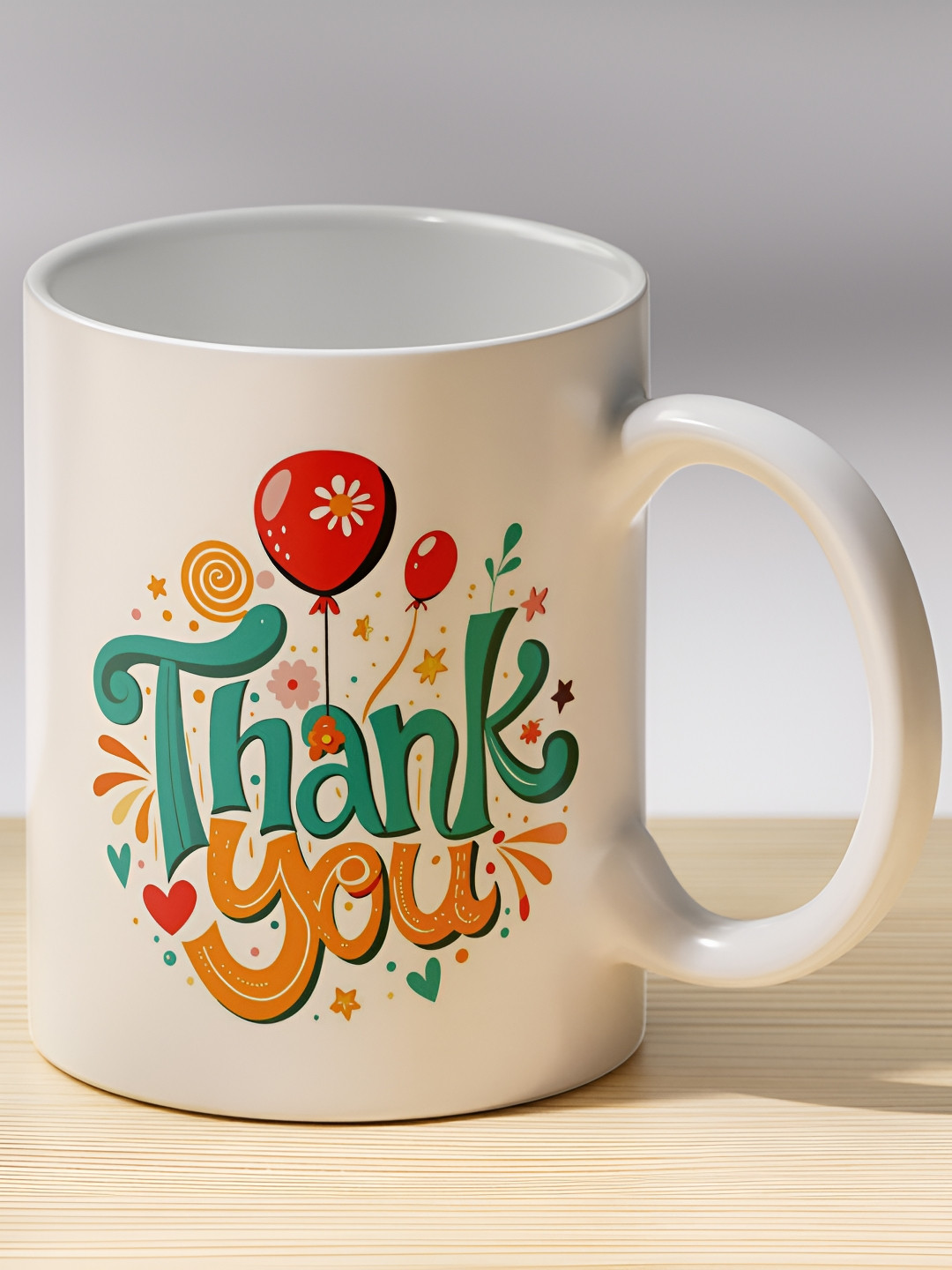 Gift4You Leaf Sips Studio Pottery White Typography Ceramic Microwave Safe Cup-350ml