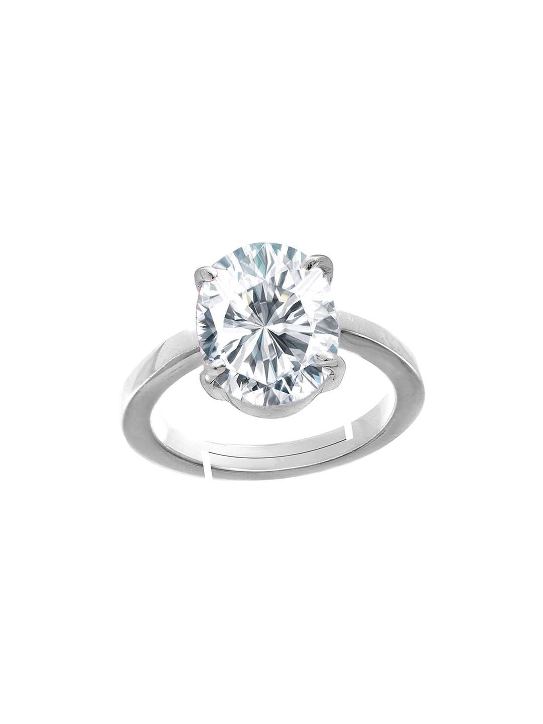 RRVGEM 3.40 Ratti Round Shape Cubic White Zircon White AD Finger Ring