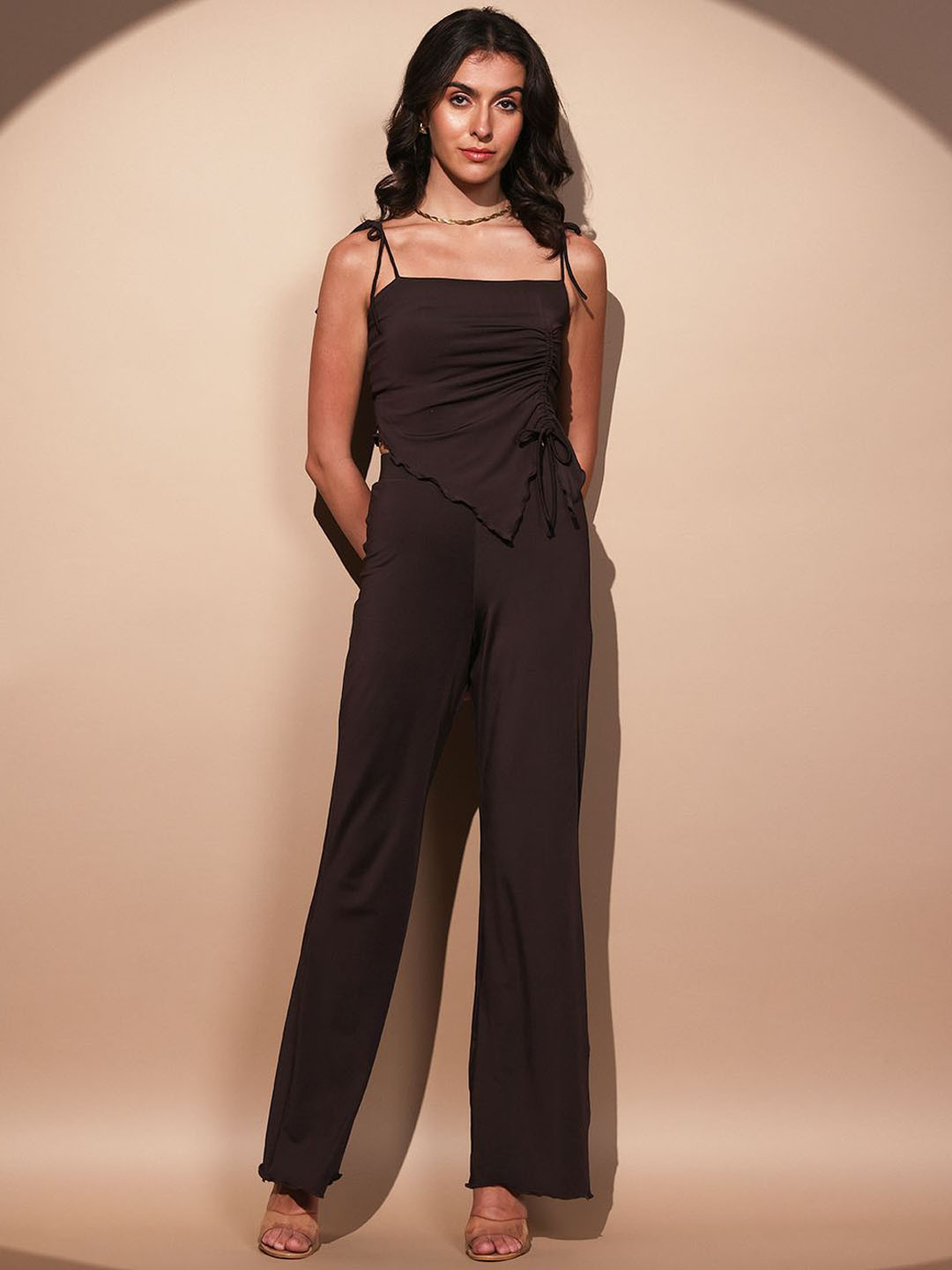 DRESICO Chic Tie-Strap Top & Trousers Co-Ords