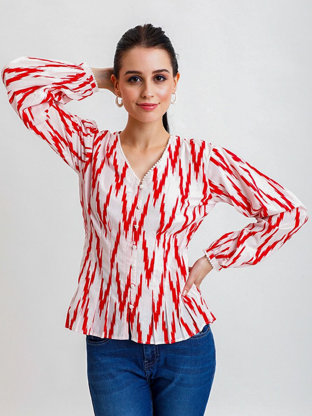 Golden Mirror Ikkat Printed Casual Top