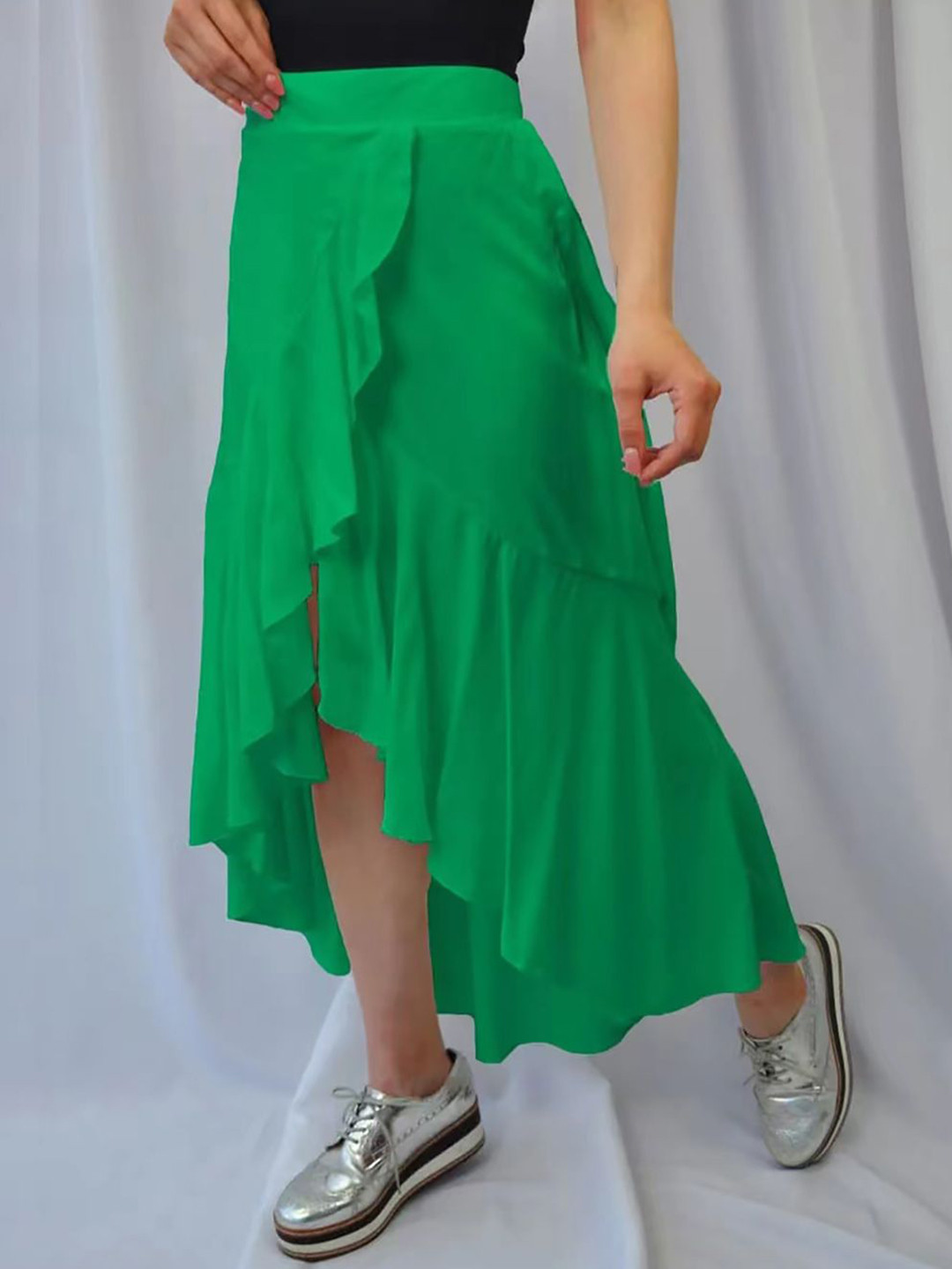JC Mode Ruffled Wrap Midi Skirt