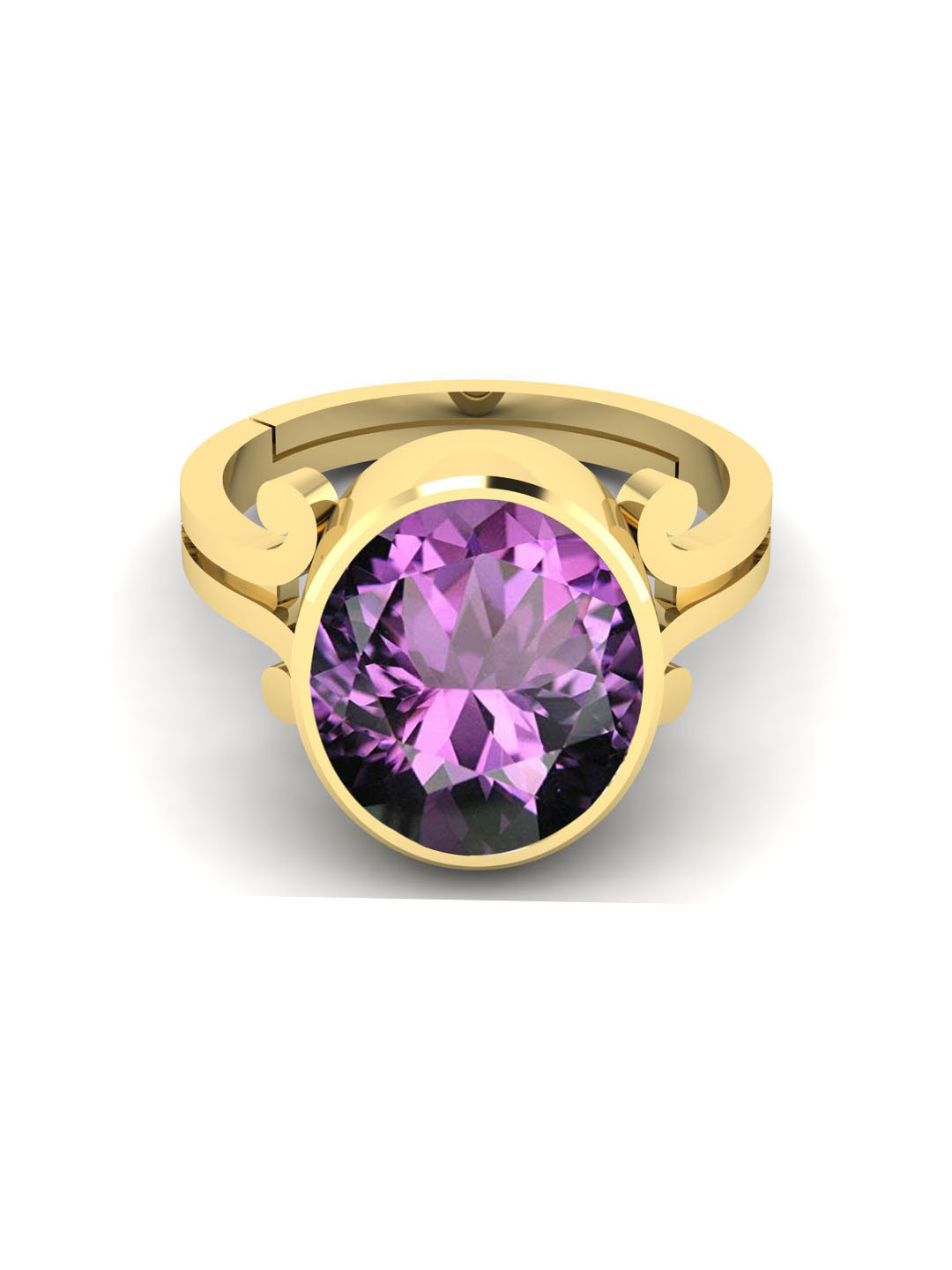 RRVGEM 10.00 KT 11.25 Ratti Amethyst Stone Brass Ring