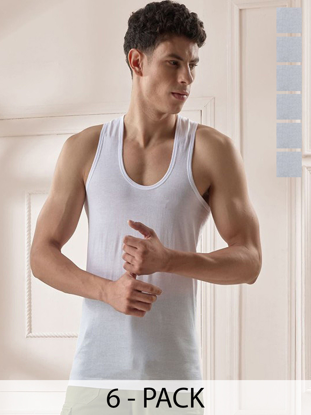 CAVENDERS Pack Of 6 Cotton Basic Vests White Pure CottonDno-v13st