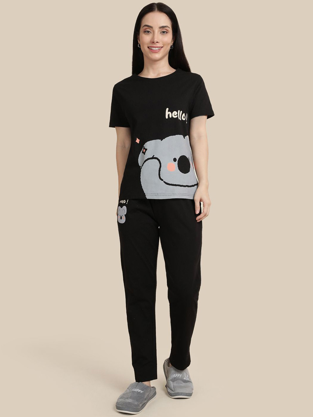 Twin Birds Printed T-Shirts Pant Co-ords Set