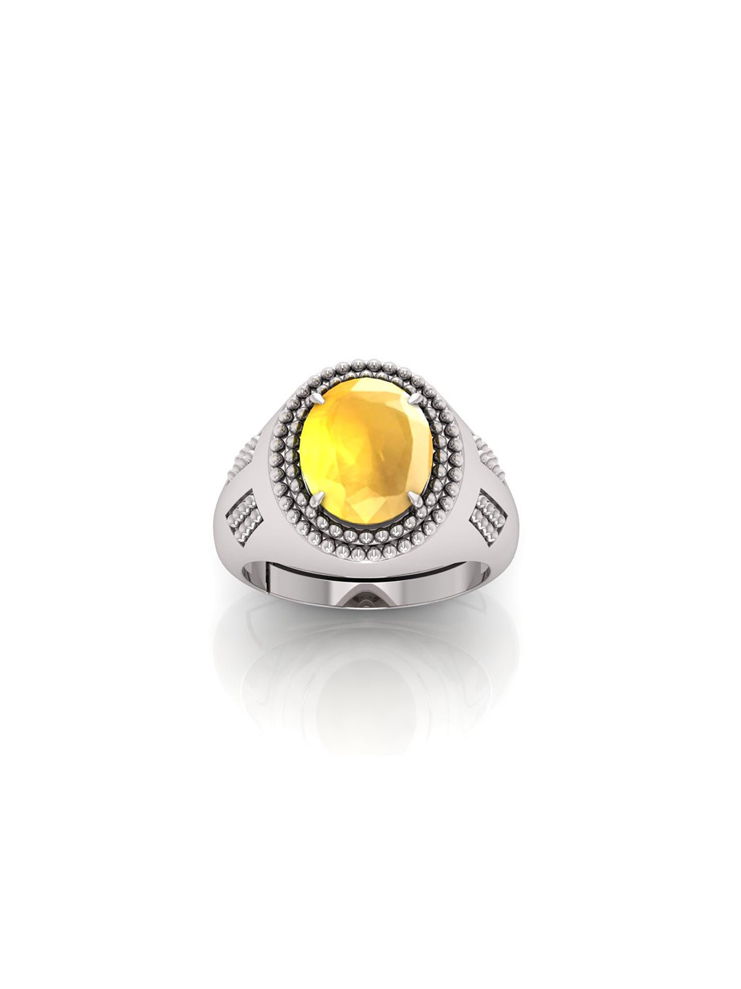RRVGEM Yellow Sapphire 10.25 KT Yellow Sapphire Pukhraj Gem Ring