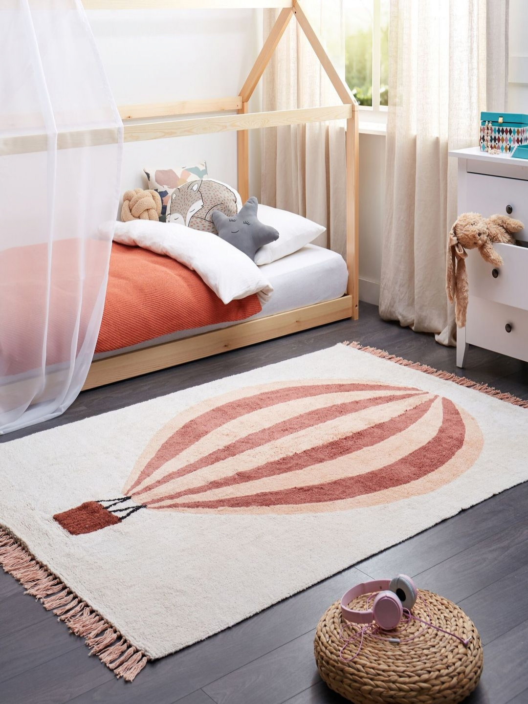 THEGASBH Pink Traditional Hand-Tufted Cotton Carpet