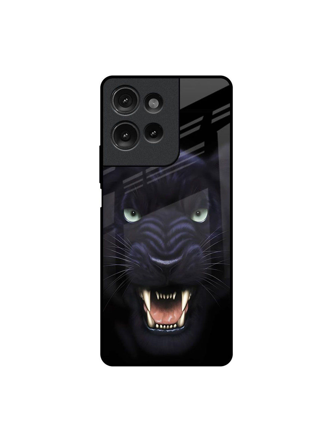 QRIOH Angry Black Leopard Printed Motorola G75 5G Impact Resistant Back Case