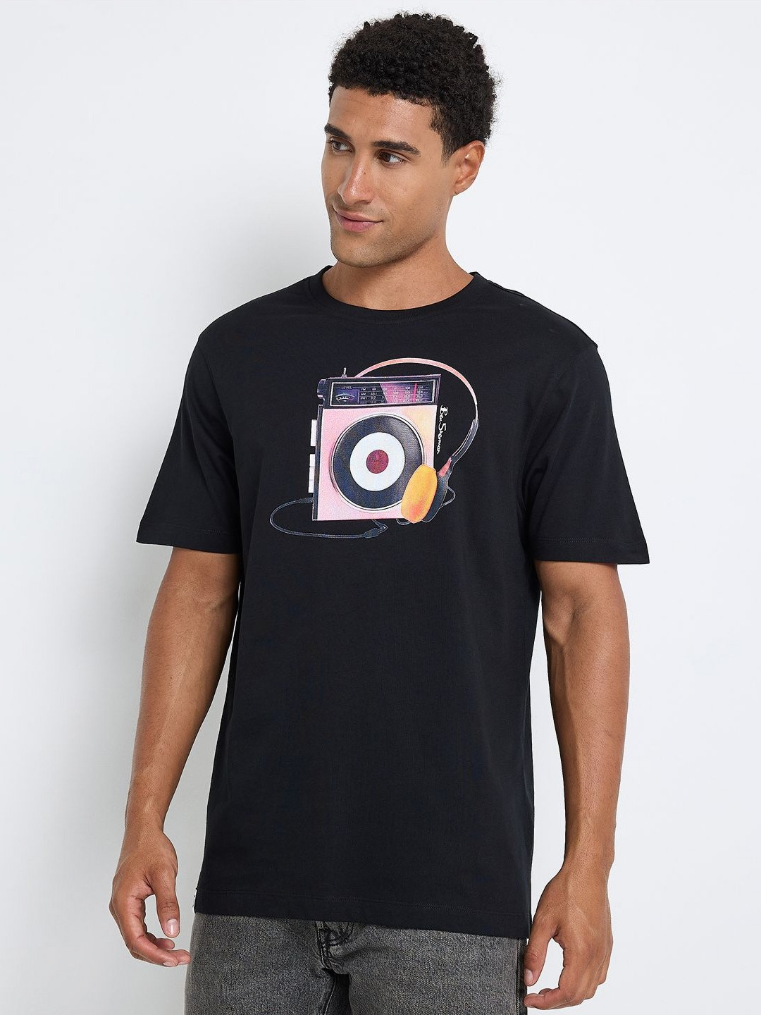 BEN SHERMAN Graphic Round Neck Regular Fit Cotton Printed T-shirt