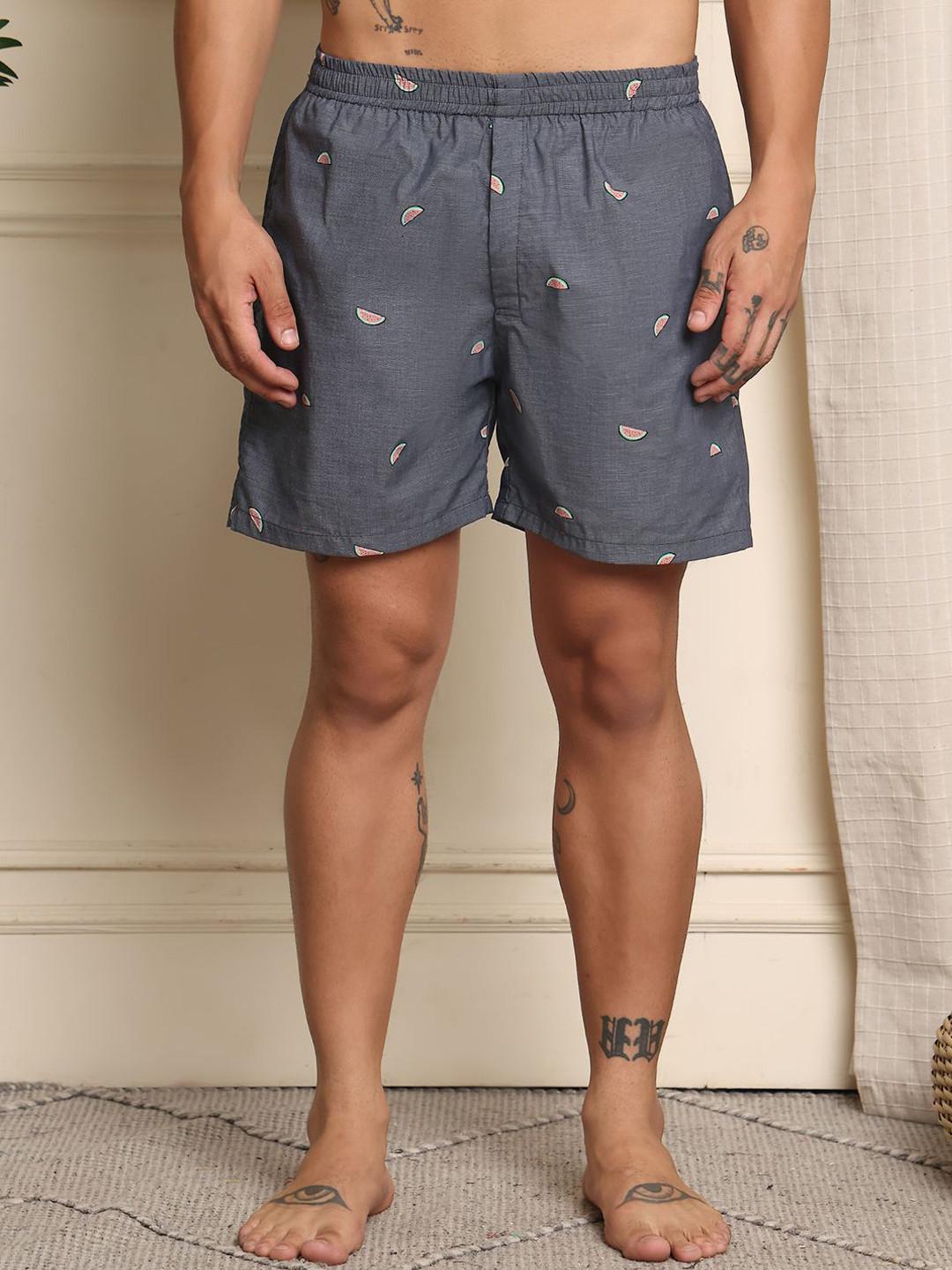 Mast & Harbour Printed Cotton Boxer Shorts-B16-S