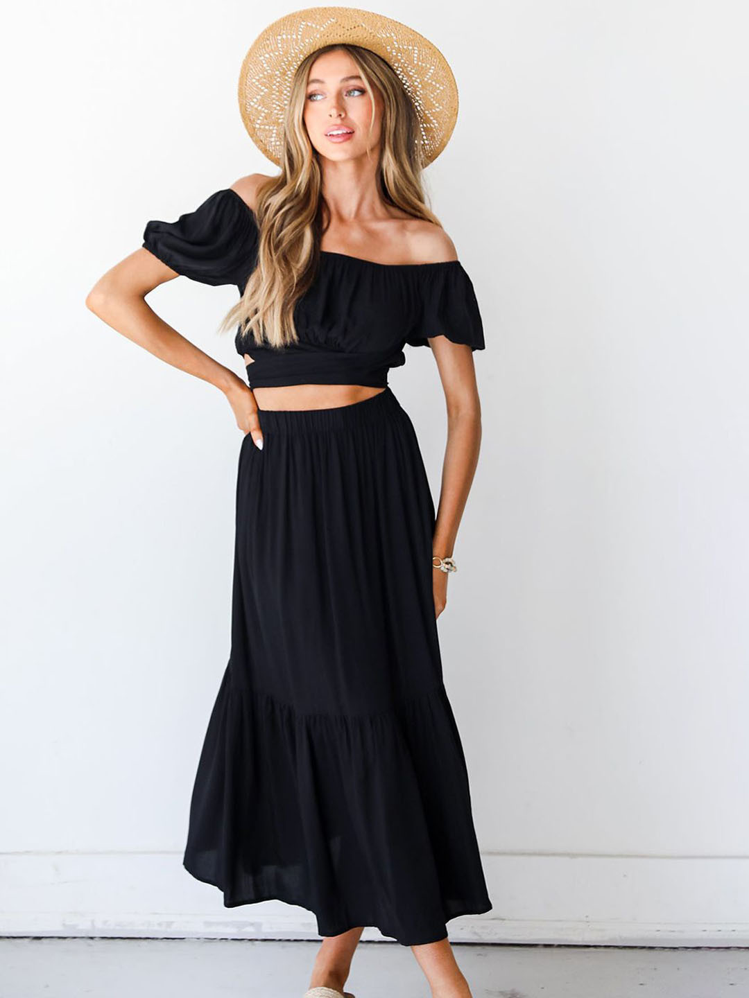 JC Mode High Rise Flared Maxi Skirt