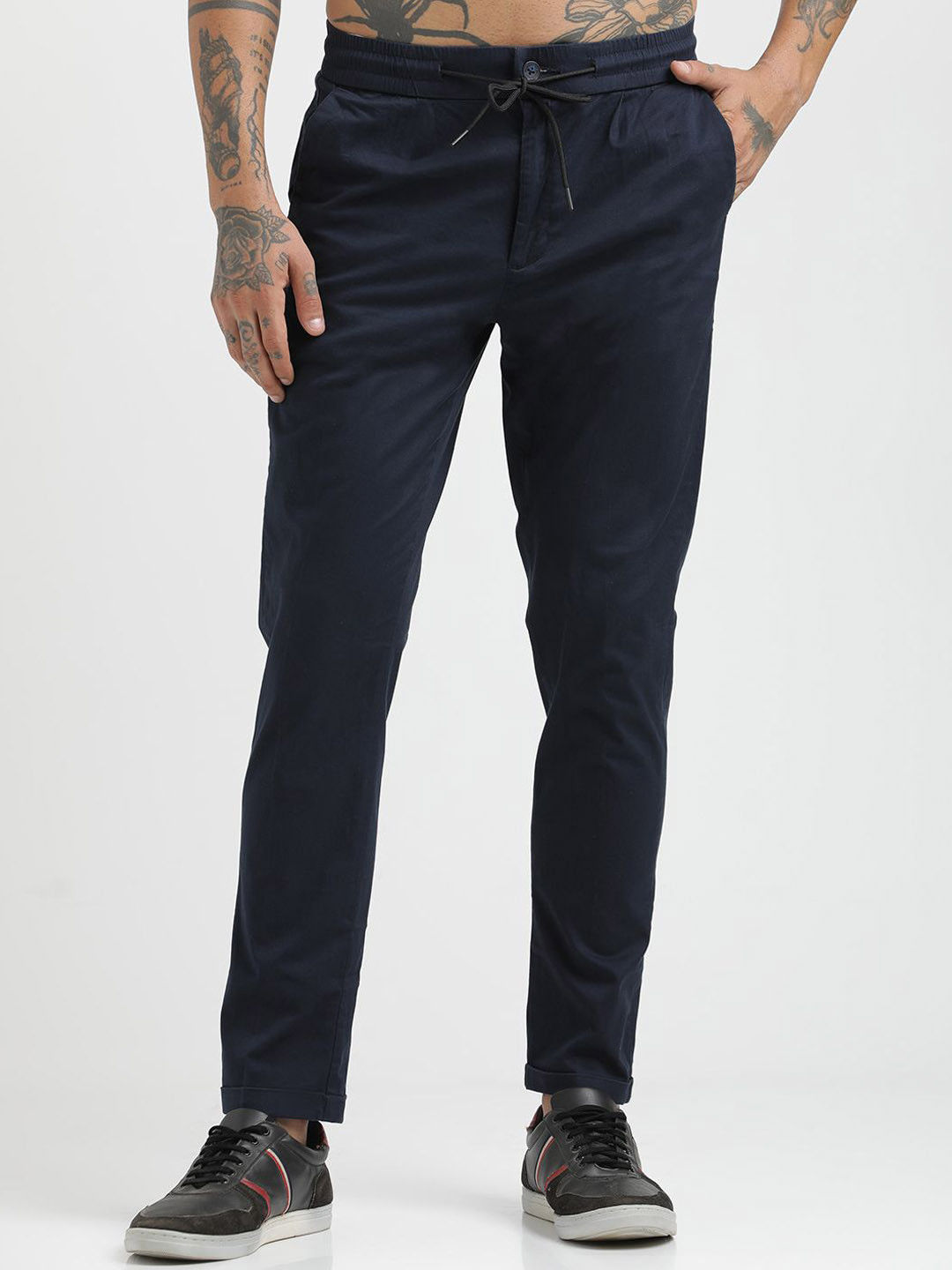 Blu MNKY Men Smart Regular Trousers
