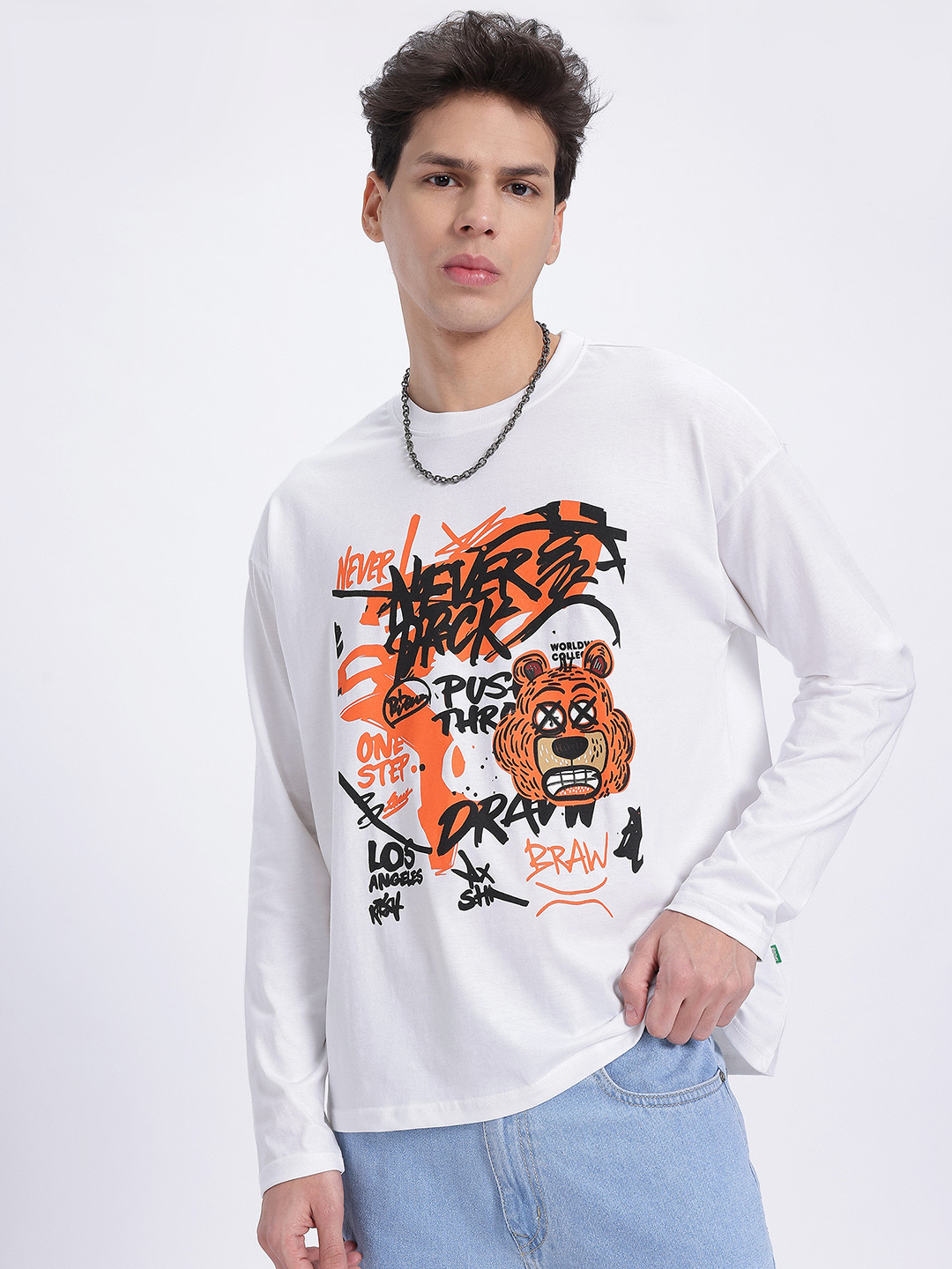 glitchez Oversize Drip Graphic Print Drop-Shoulder Tee