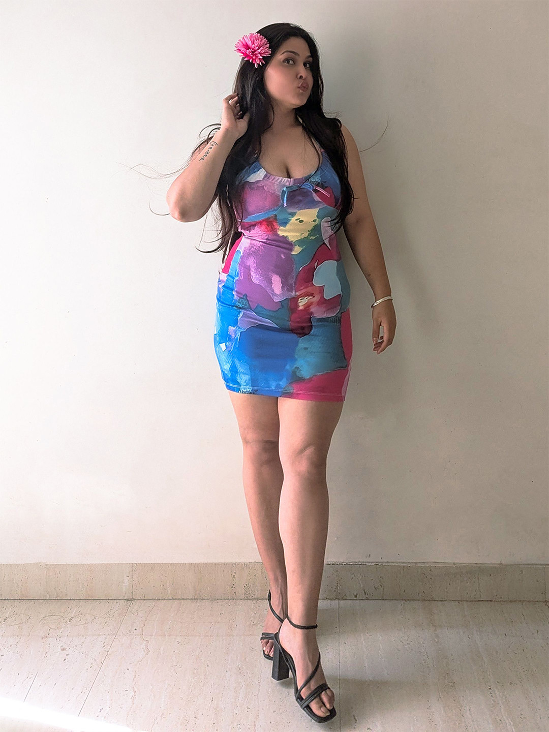 Cheekee Tie and Dye Halter Neck Bodycon Mini Dress
