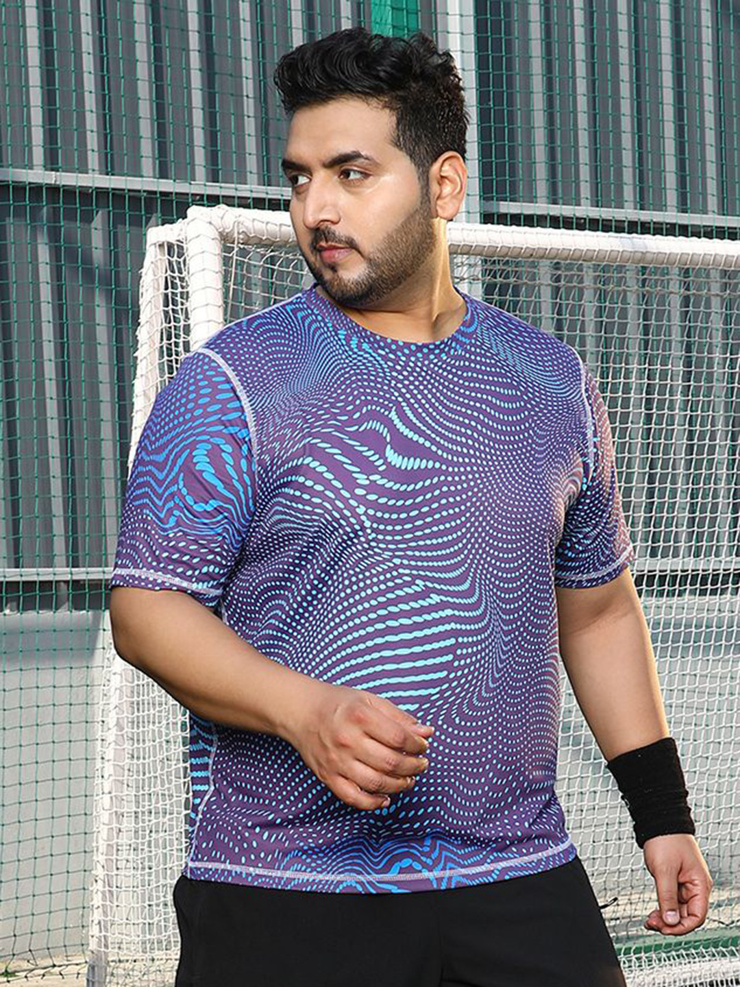 Instafab Plus Abstract Printed Round Neck Short Sleeves Regular Fit Sports T-Shirt