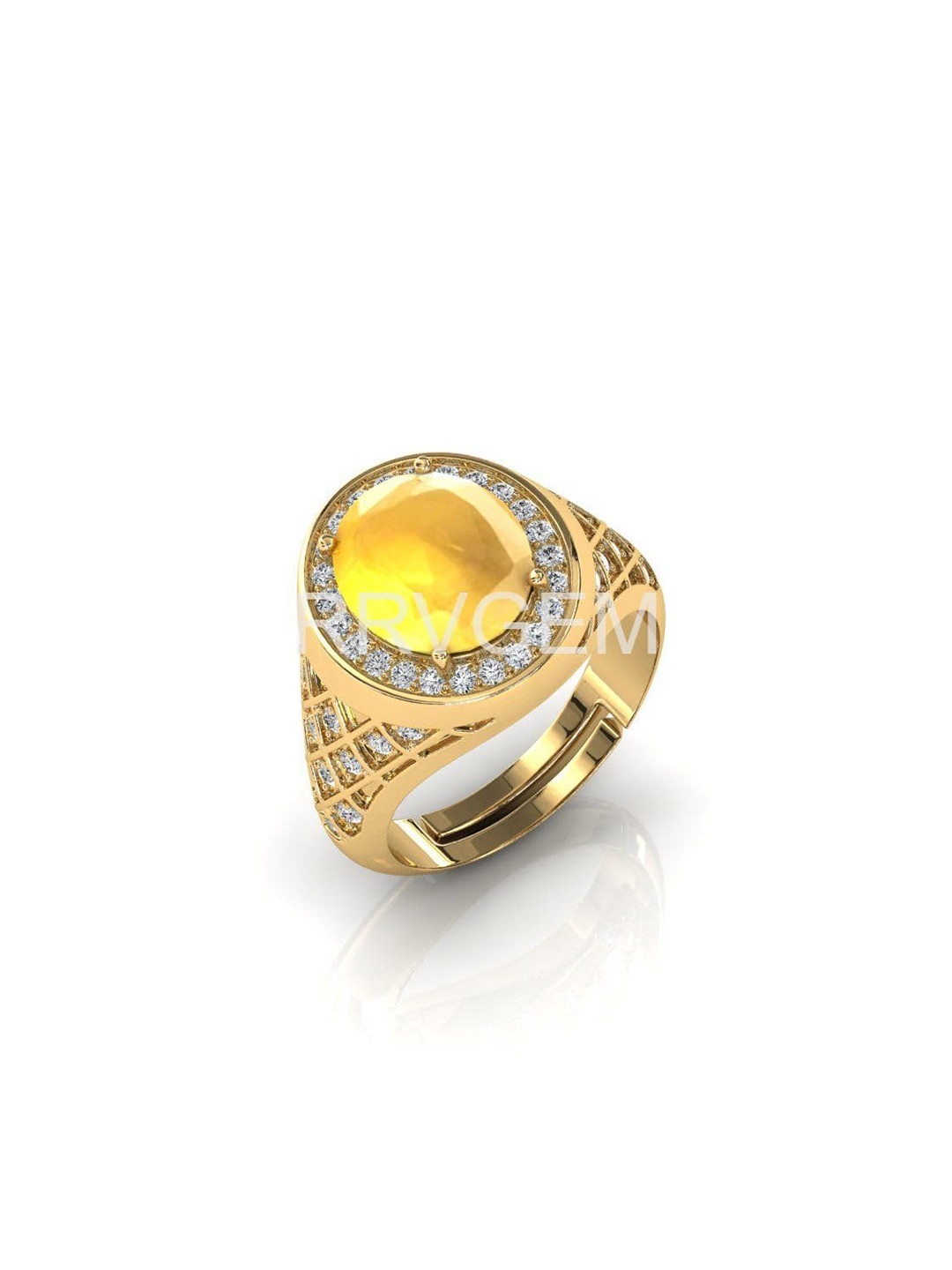 RRVGEM 3.25 Ratti Gold Plated Adjustable Finger Ring