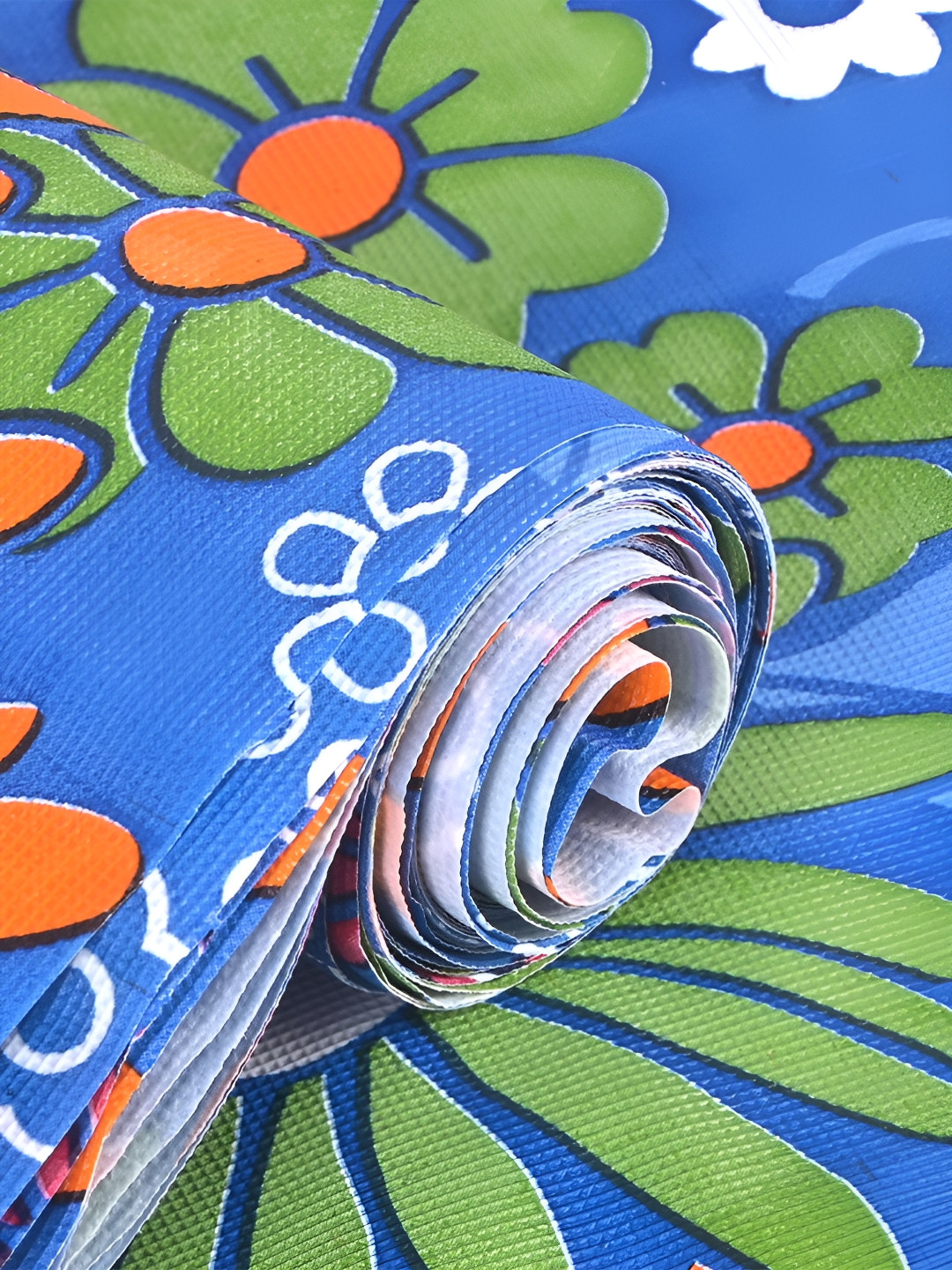 Aura Blue 5 Meter PVC Kitchen Shelf Liner Cupboard Mat Roll