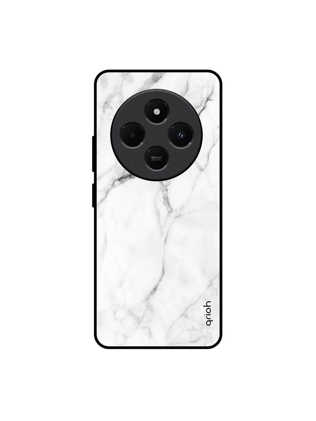 QRIOH Modern White Marble Printed Redmi 14C 5G Impact Resistant Back Case