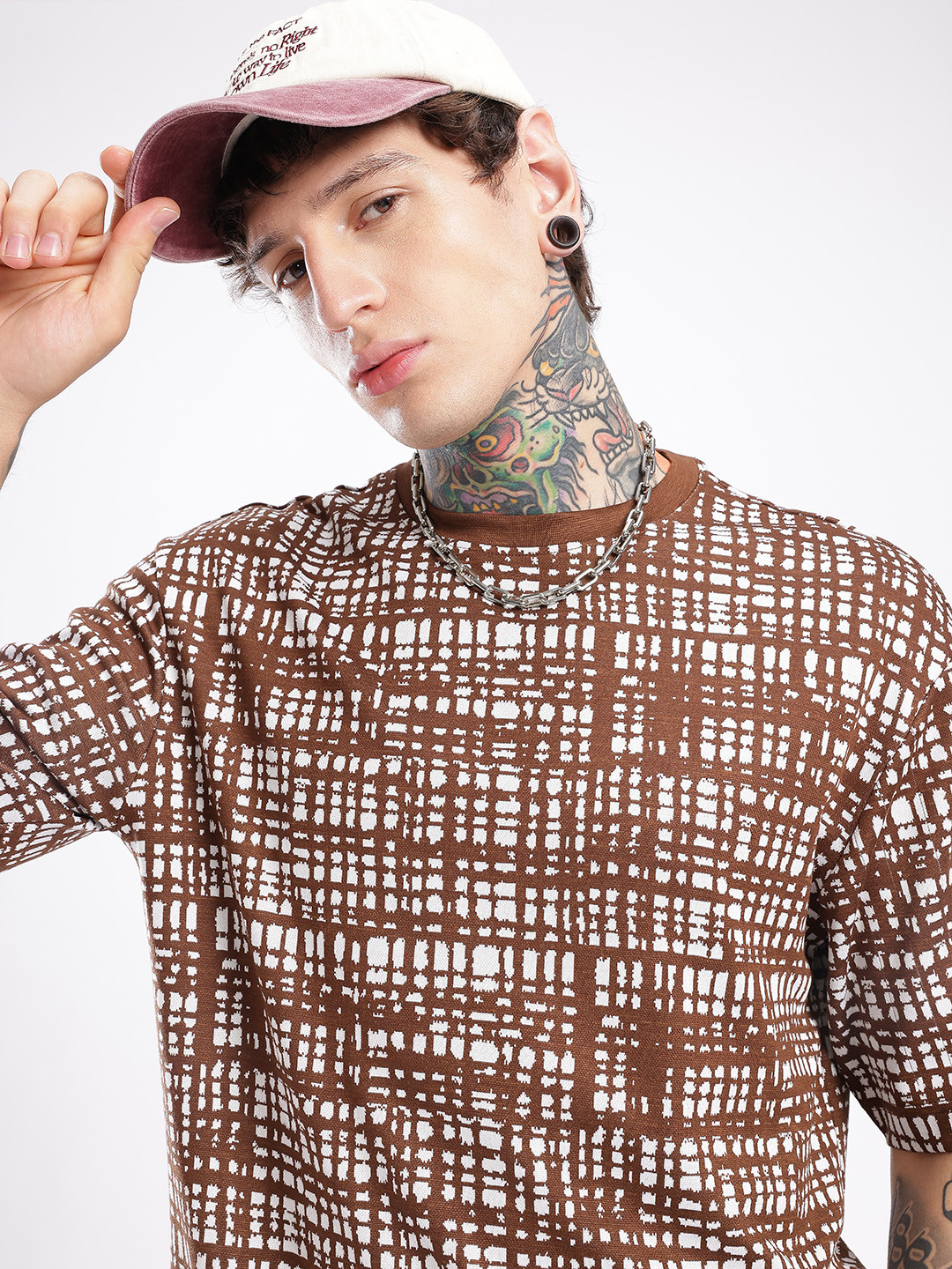 glitchez Abstract Self Design Oversized T-shirt