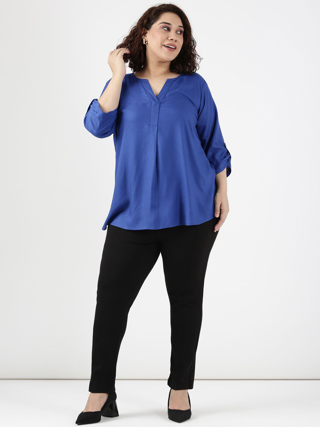 The Pink Moon Day-to-Dusk Women Solid Cobalt Top