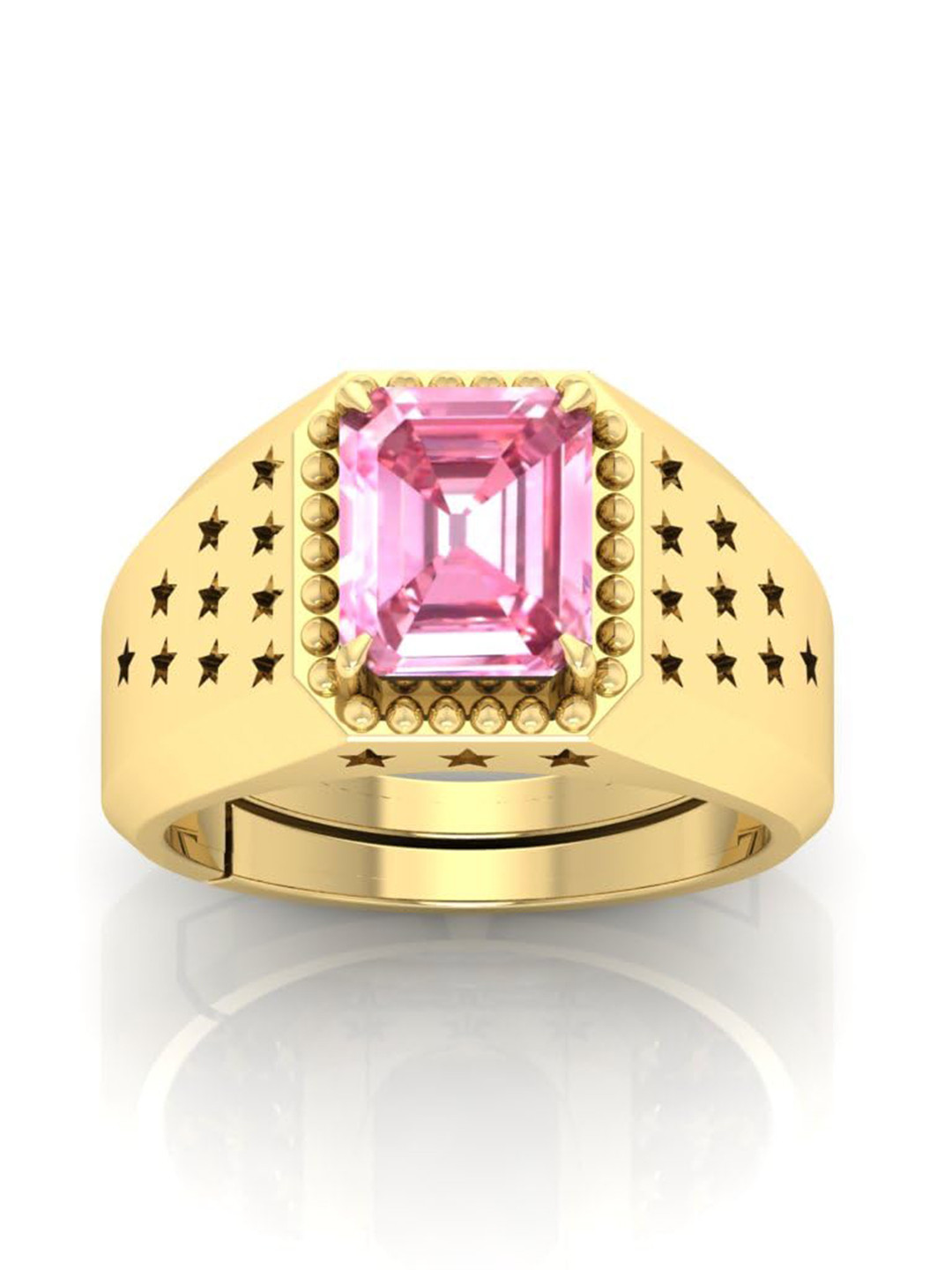 RRVGEM 7.00 KT Pink Sapphire Gemstone Studded Adjustable Finger Ring