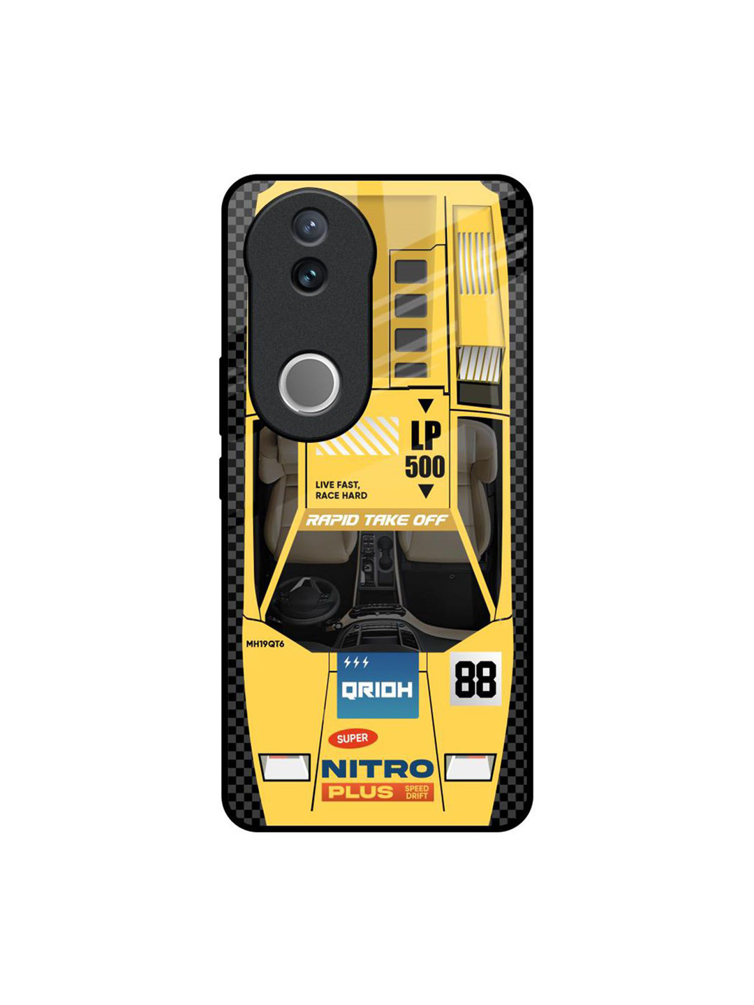 QRIOH Yellow Racing Car Printed Vivo V50e 5G Impact Resistant Back Case