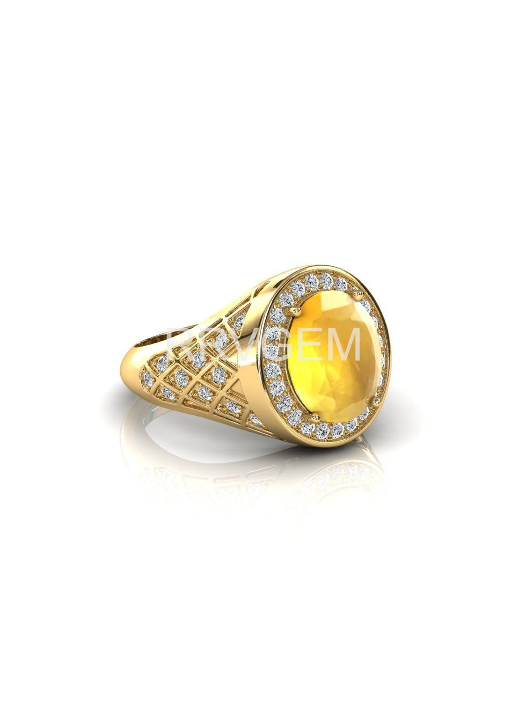 RRVGEM Yellow Sapphire Gold-Plated Finger Ring