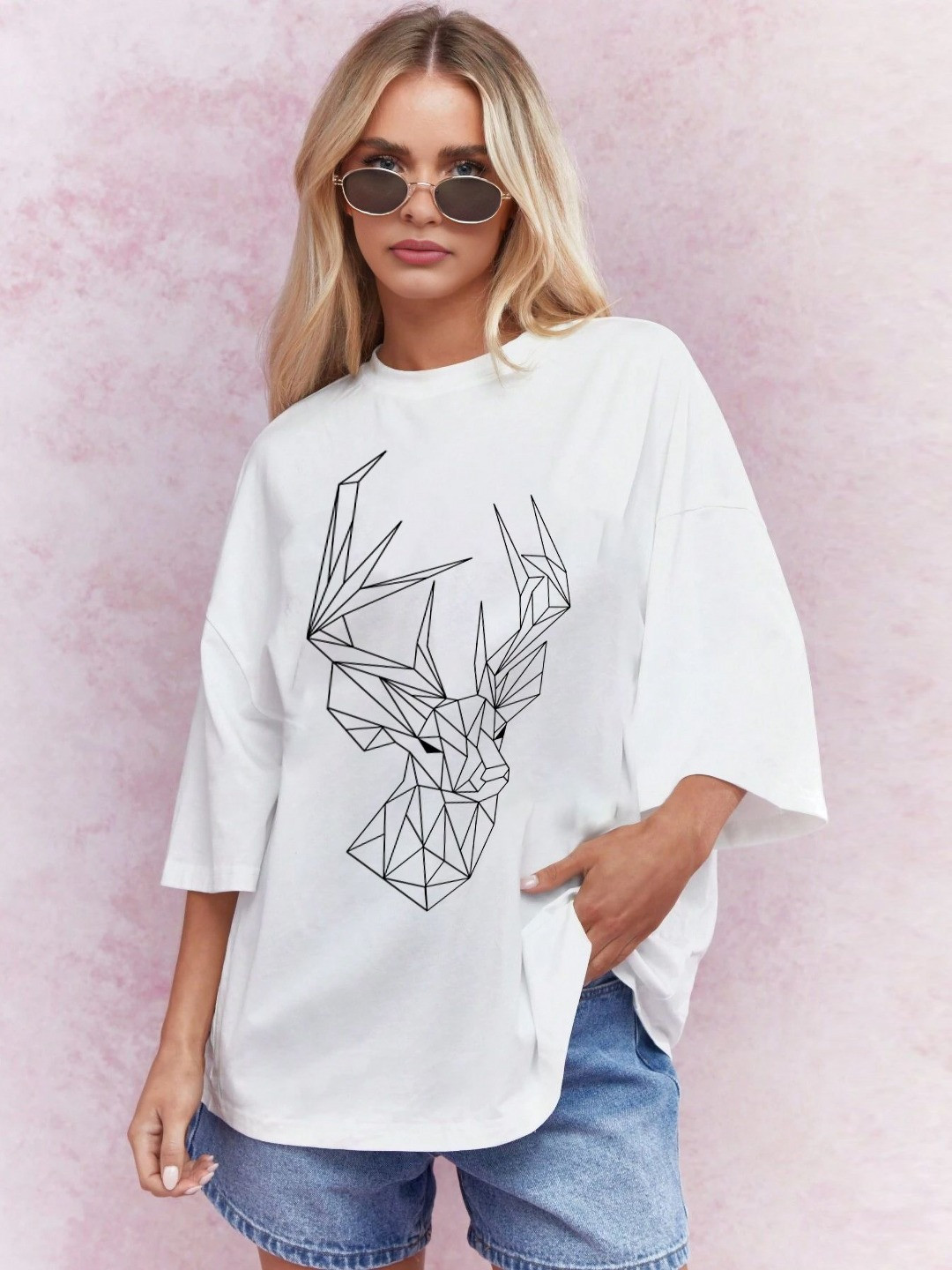 TOGS & TERRE Graphic Printed Round Neck Organic Cotton Oversized T-shirt
