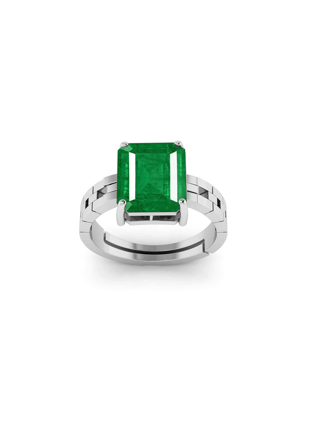 RRVGEM 5.25 KT Emerald Silver Plated Ring