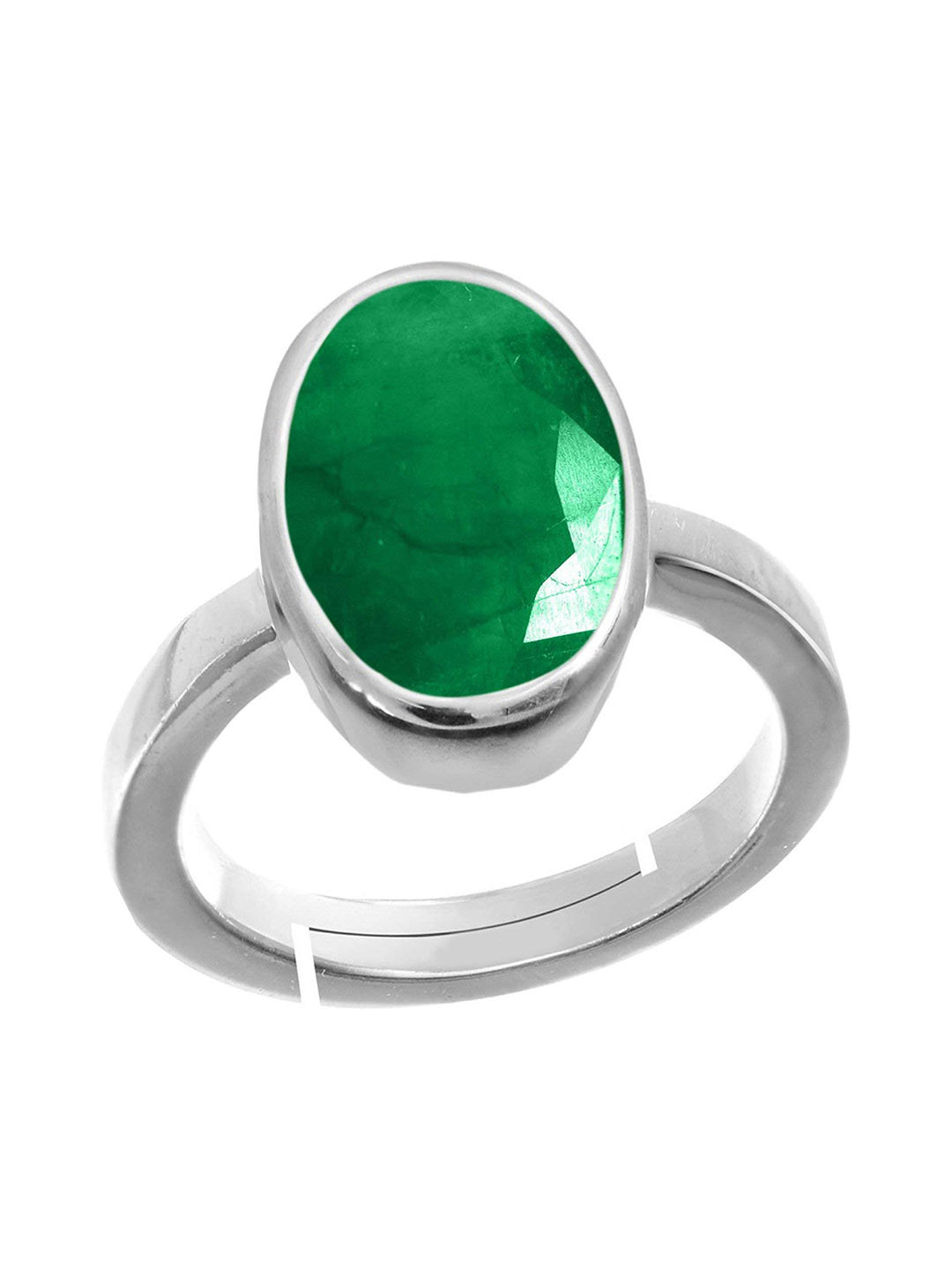 RRVGEM Women 11.25 KT Silver Plated Green Emerald Adjustable Ring