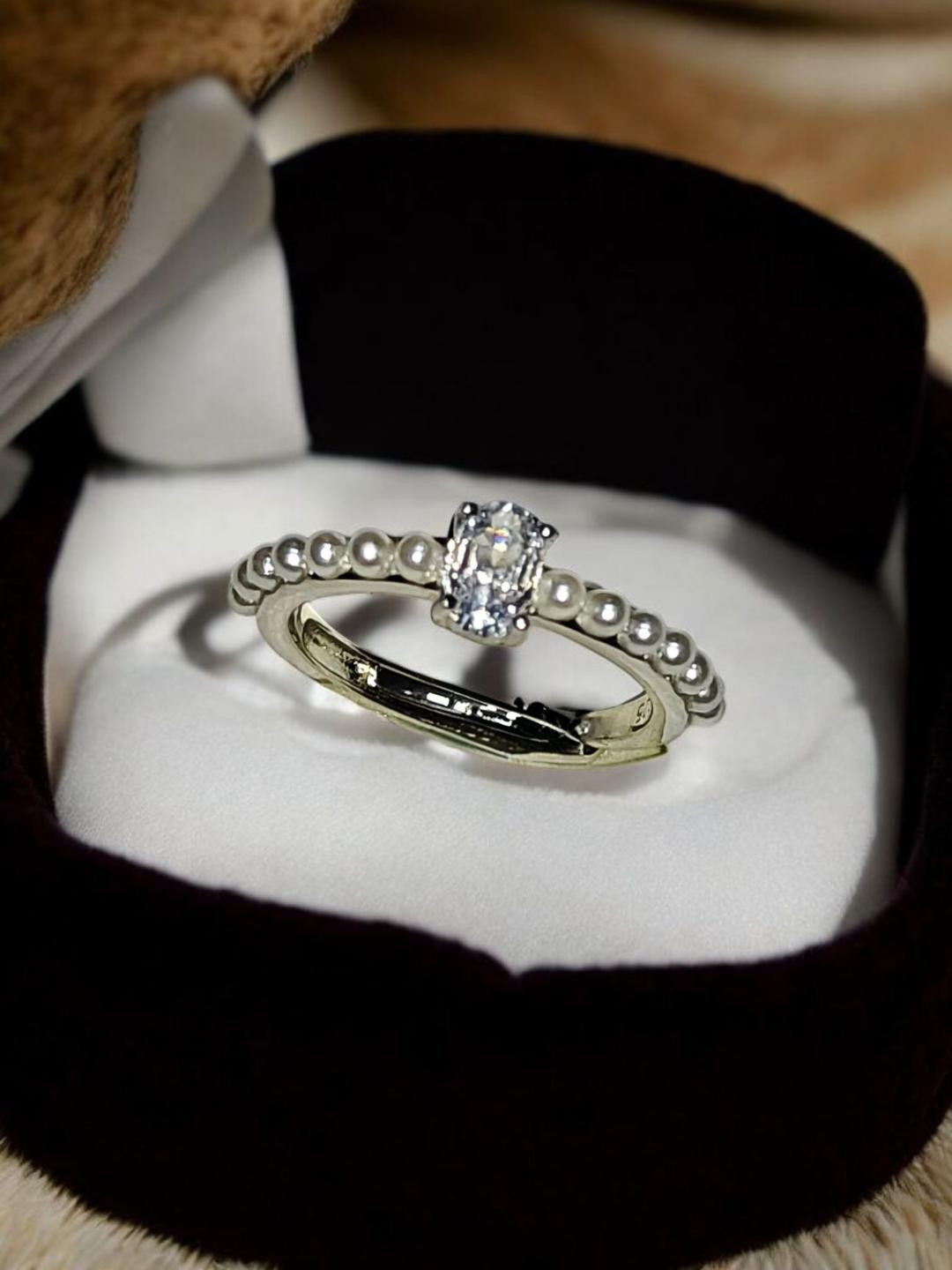 SilverAura 925 AD Studded Engagement Ring for Women