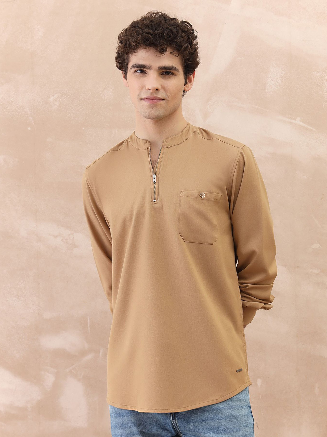 Iconic Men Band Collar Casual Shirt