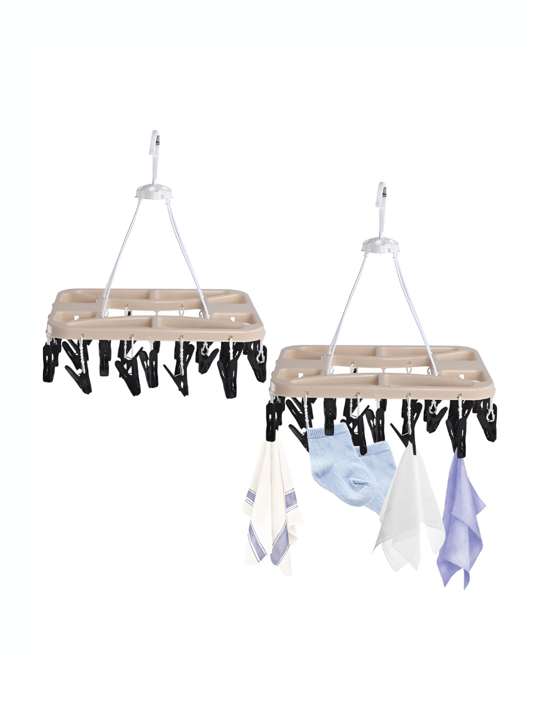 Aura Set Of 2 Beige Cloth Drying Stand Hanger