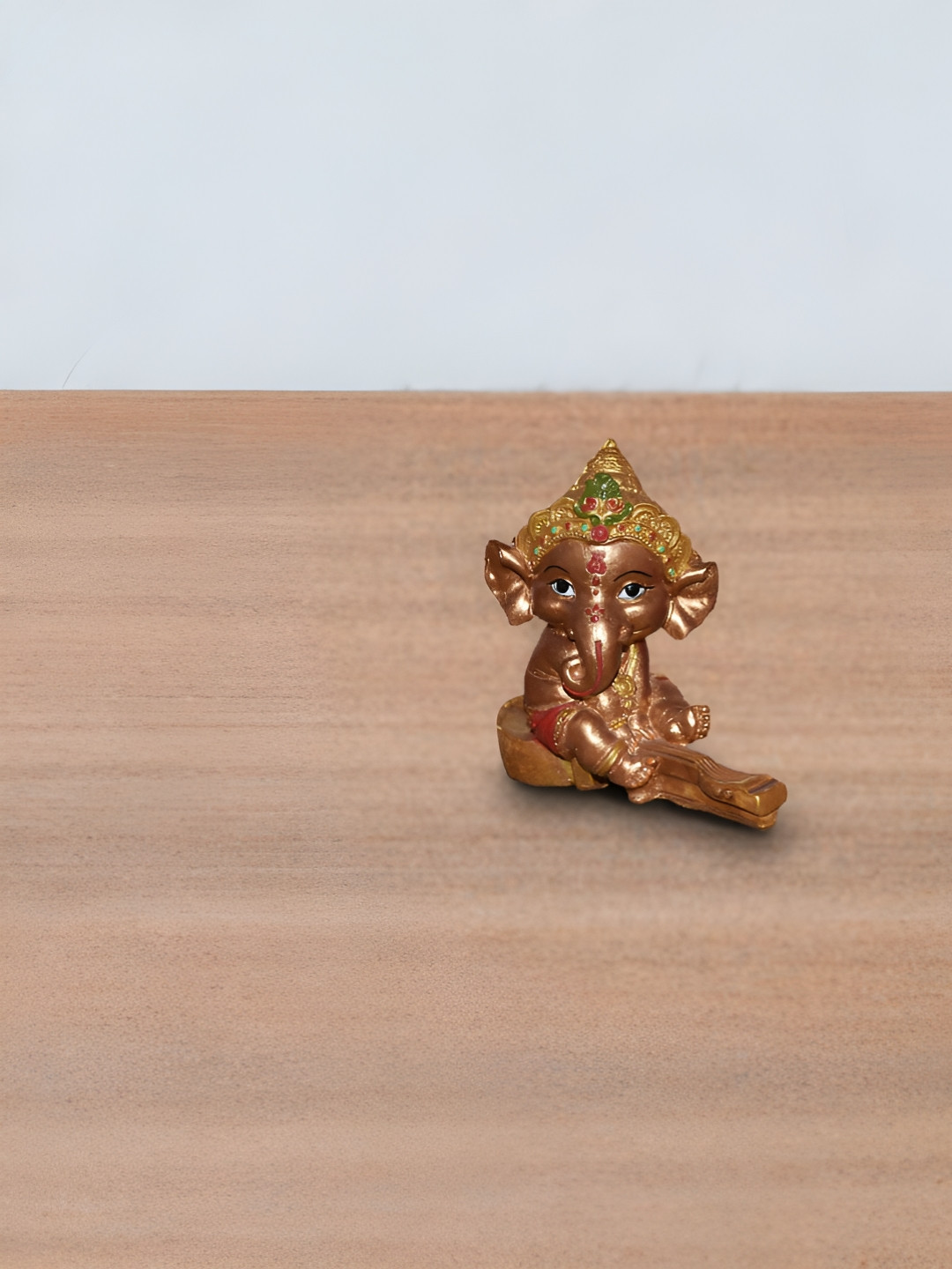 Aura Baby Ganesha Copper Polyresin Glossy Prayer Room Small Showpiece - 2 Inches