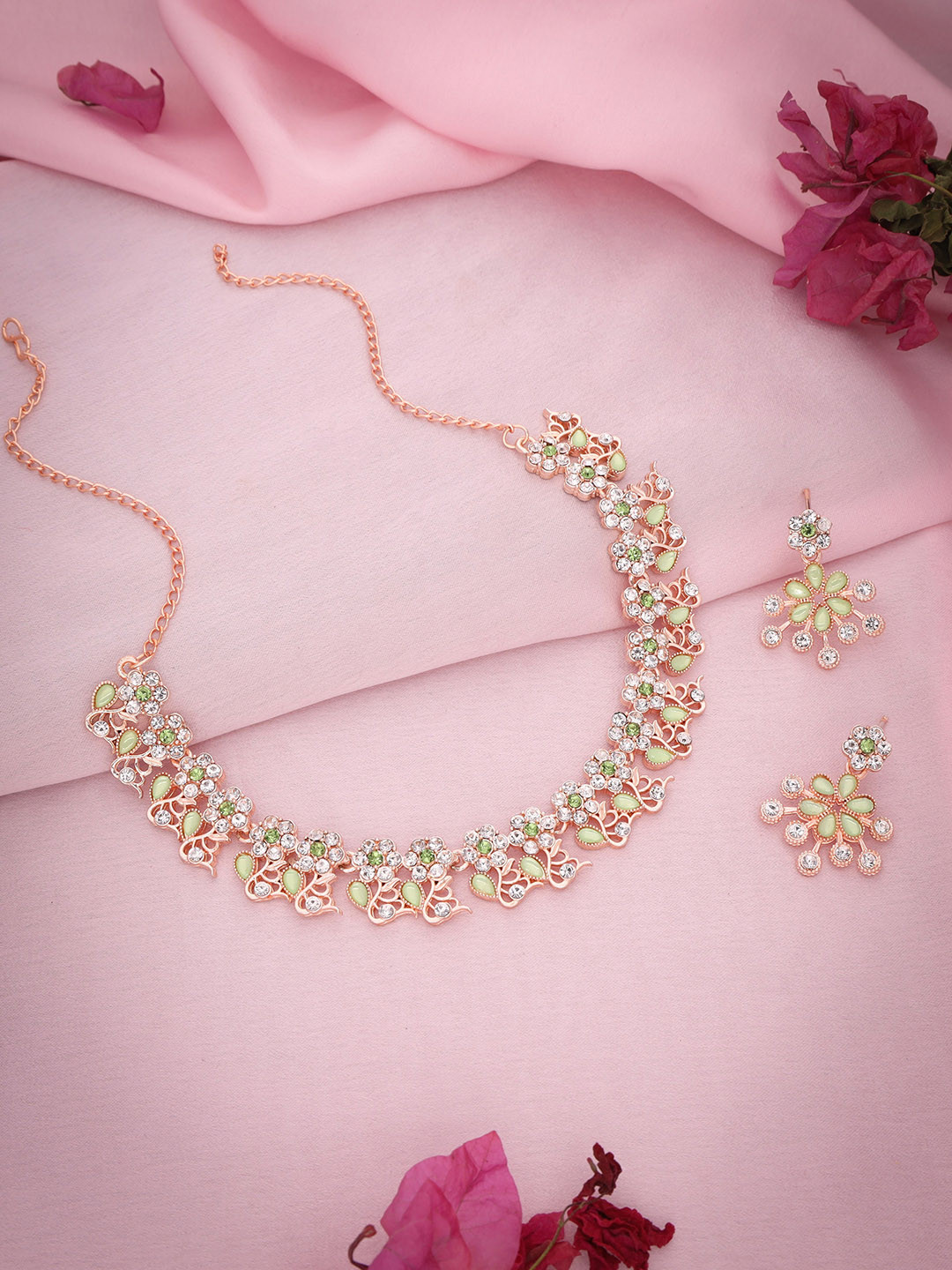 Anouk Rose Gold-Plating Stone-Studded Jewellery Set