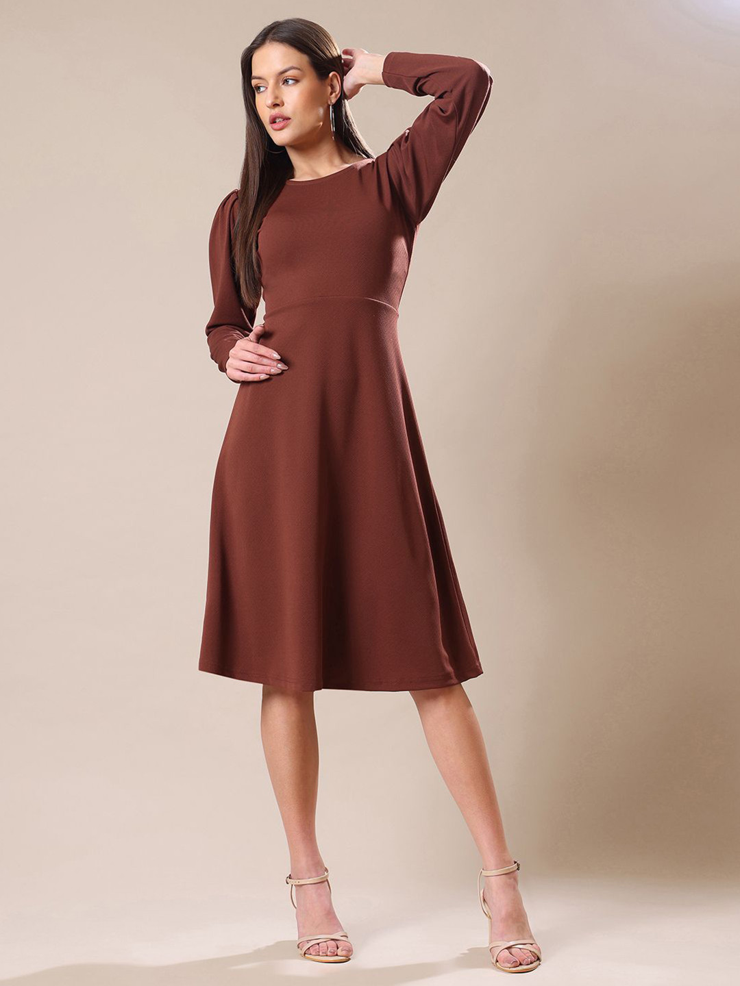 MILOST Women Puff Sleeve A-Line Mini Dress