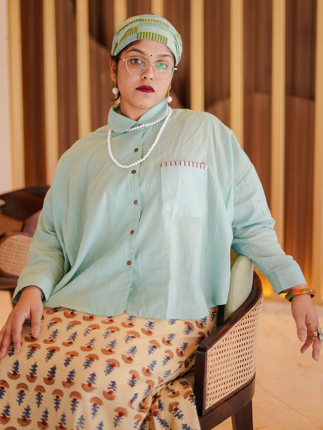 SASSY SAJJA Ocean Free Size Comfort Cotton Shirt