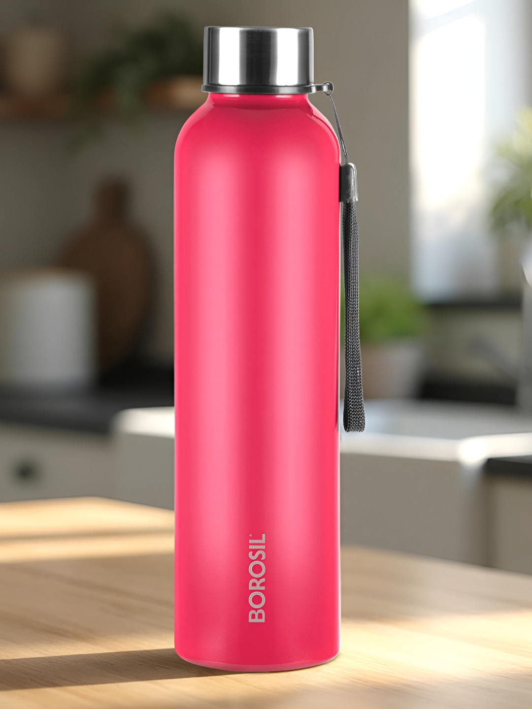 BOROSIL Laguna Red Solid Stainless Steel Spill Proof Water Bottle - 1L