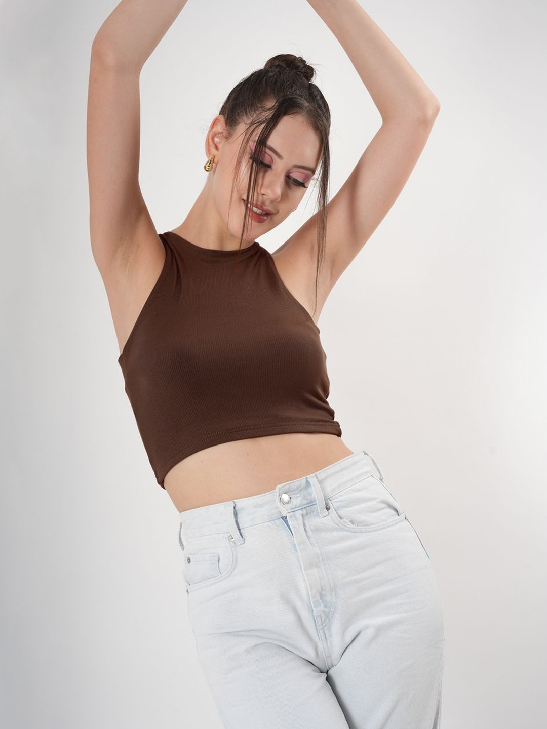 clobug Women Ribbed Sleeveless Crop Tank Top