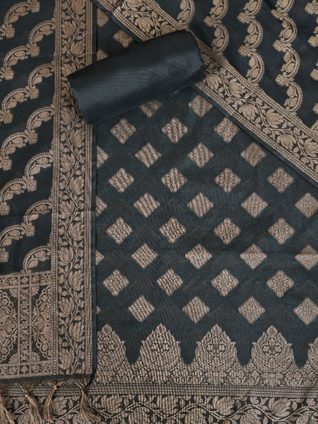 THE WEAVERS SHOP BY RAAVI Ethnic Motifs Woven Design Unstitched Dress Material