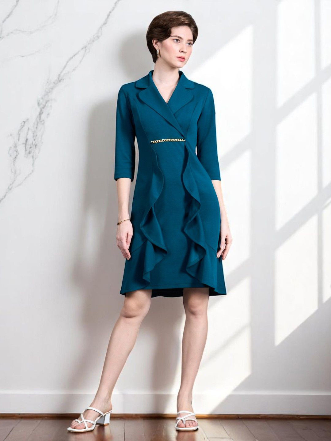 The Roadster Lifestyle Co. Women Ruffle Blazer Dress