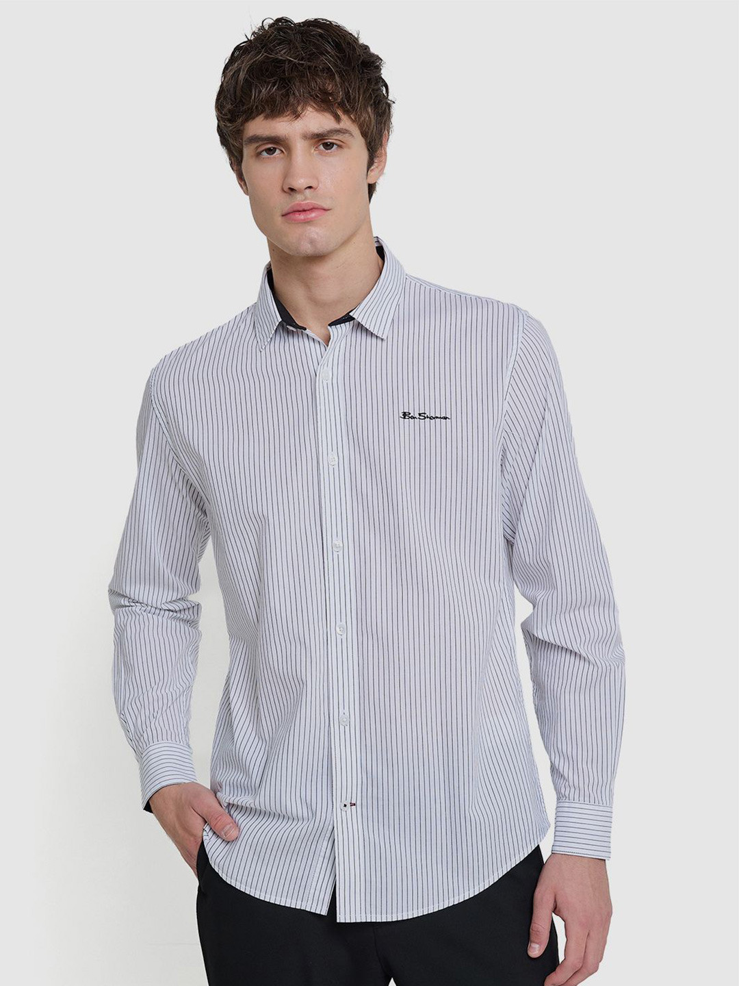 BEN SHERMAN Striped Casual Cotton Shirt