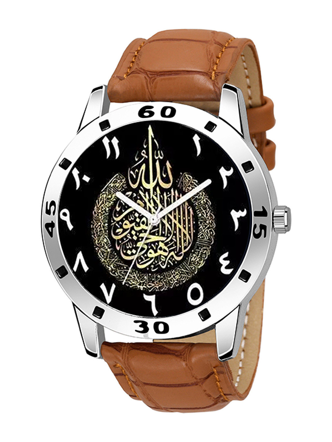 CSAMON Men Printed Dial & Leather Textured Straps Watch AeviyoSLV Islamic NUM08 Beige L_SH