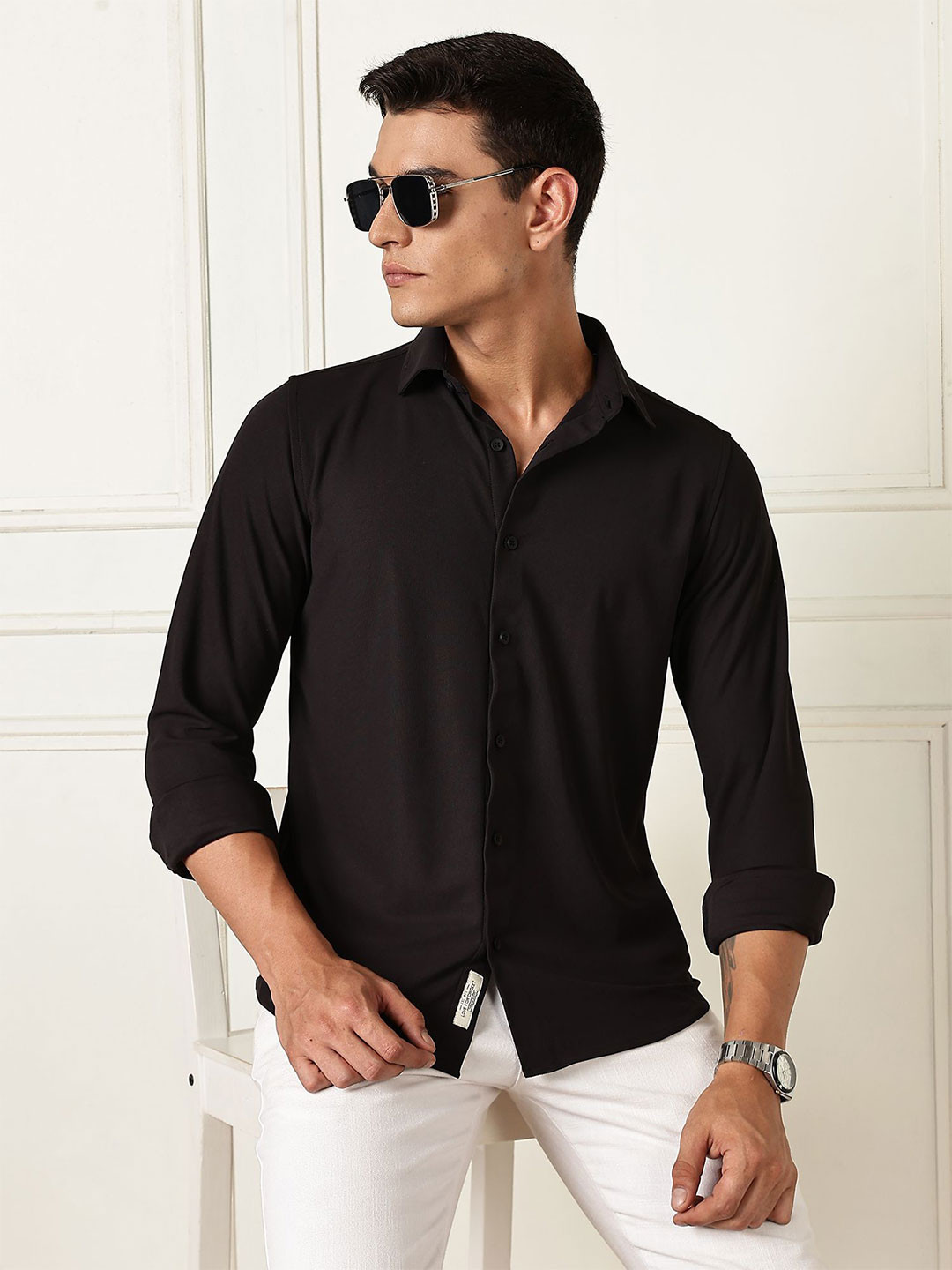 Thomas Scott Men Premium Slim Fit 4 Way Stretch Cool Max Knitted Shirt