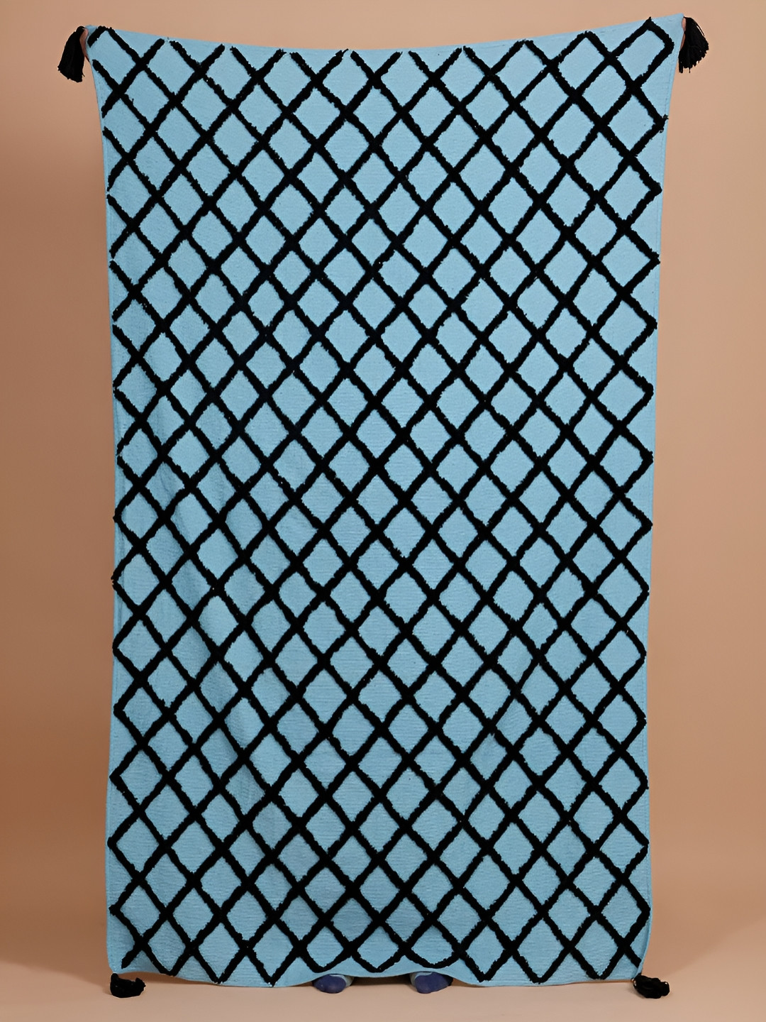 THEGASBH Black & Blue Tufted Cotton Throw