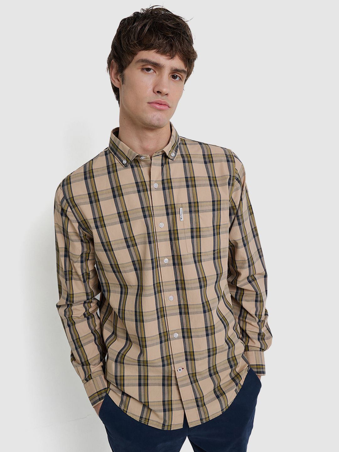 BEN SHERMAN Checked Casual Cotton Shirt