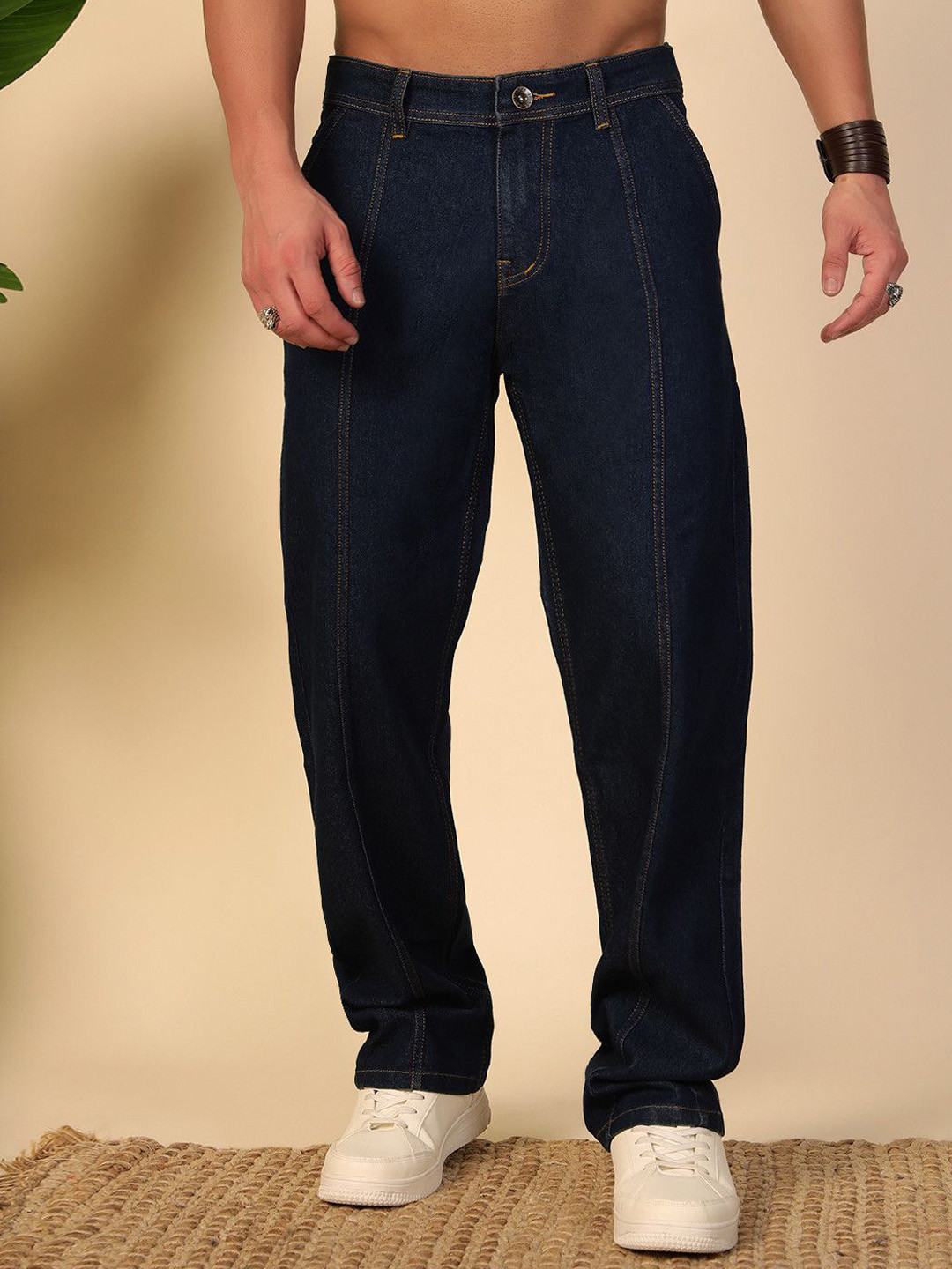 DENIMLOOK Men Baggy Mid-Rise Clean Look Stretchable Jeans
