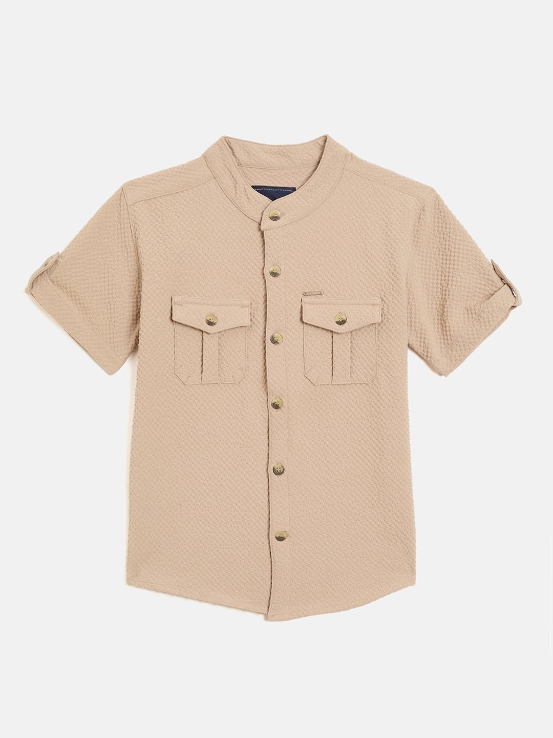 Blue Giraffe Boy Textured Casual Shirt