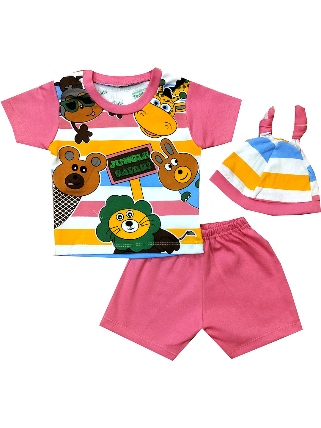 Fly Step Kids Animal Graphic Printed Clothing Set with Cap