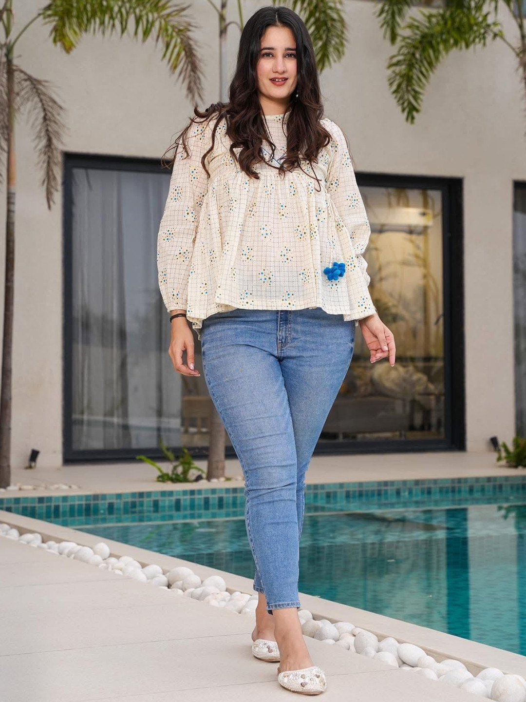 Idaho Clothing Women Boho Print Cotton A-line Top